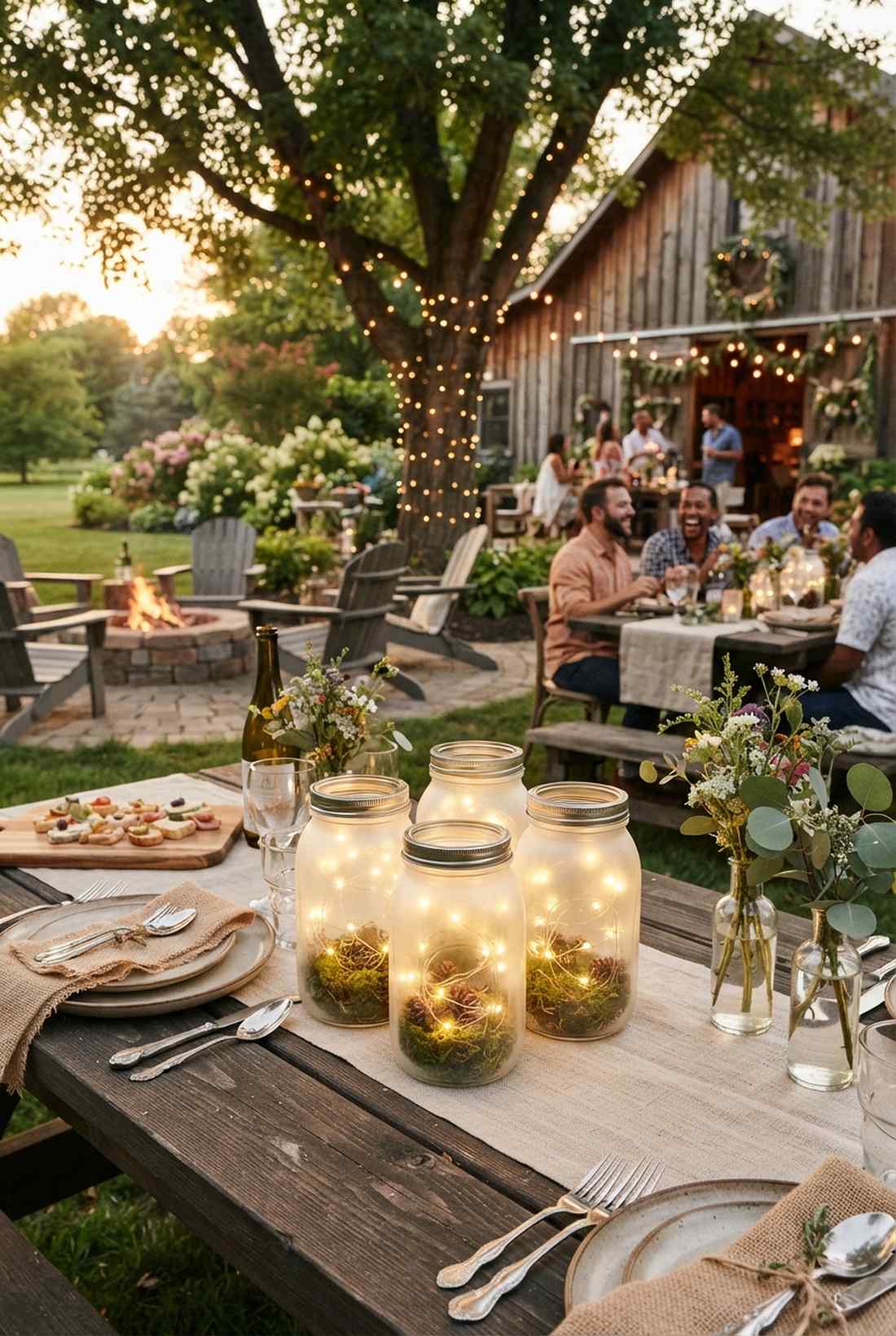glass jar lantern clusters