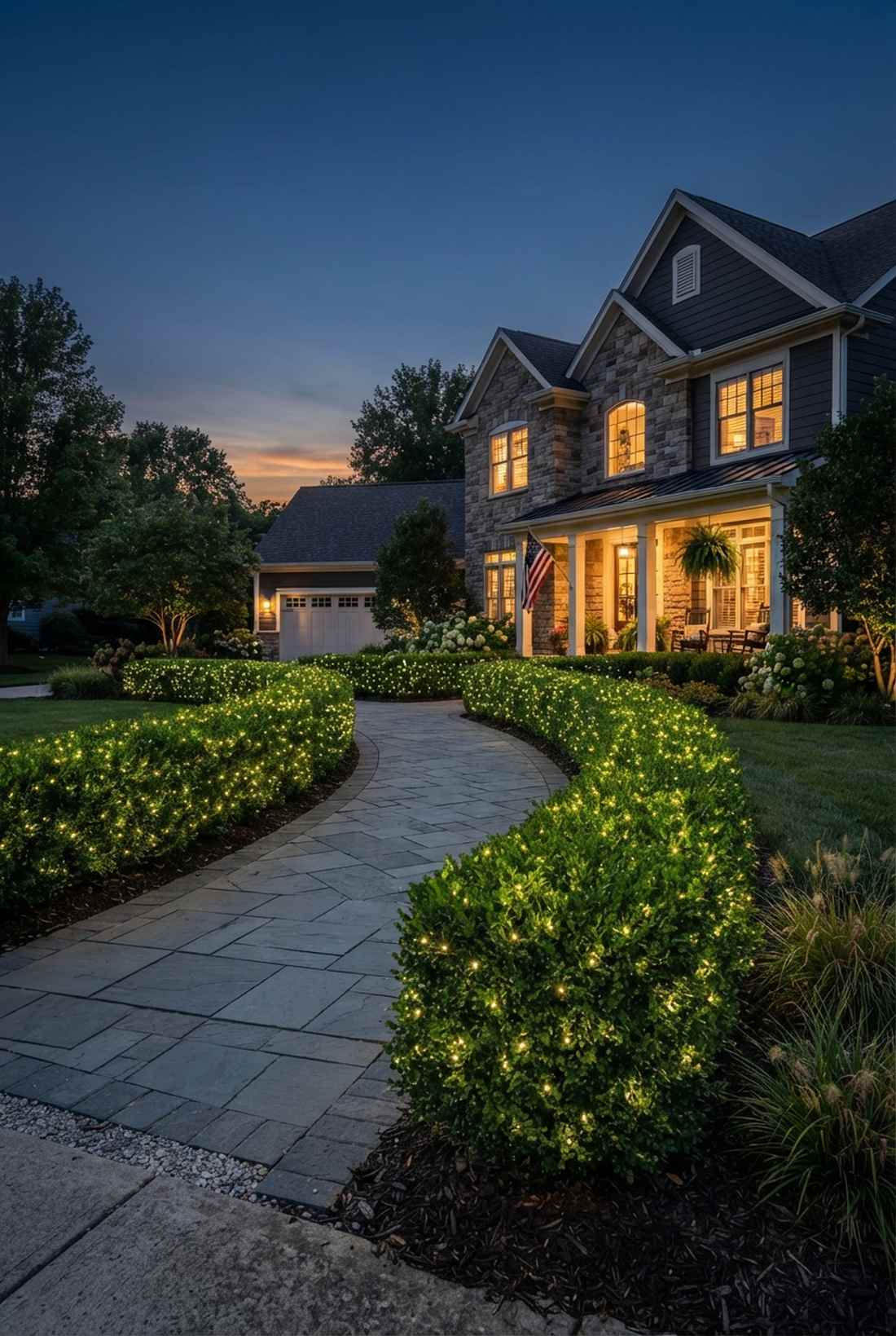 hedge embedded pathway lights