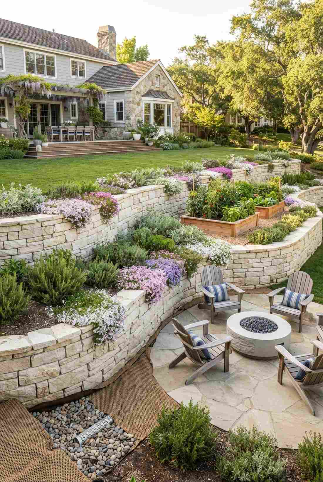 limestone ledge retaining tiers