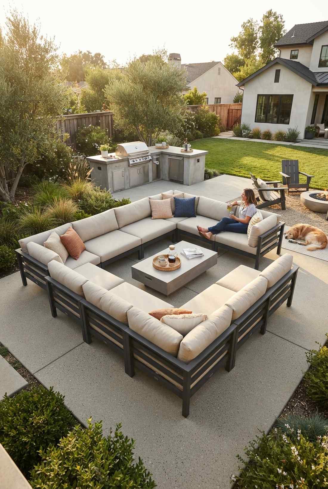 modular aluminum sectional with cushions
