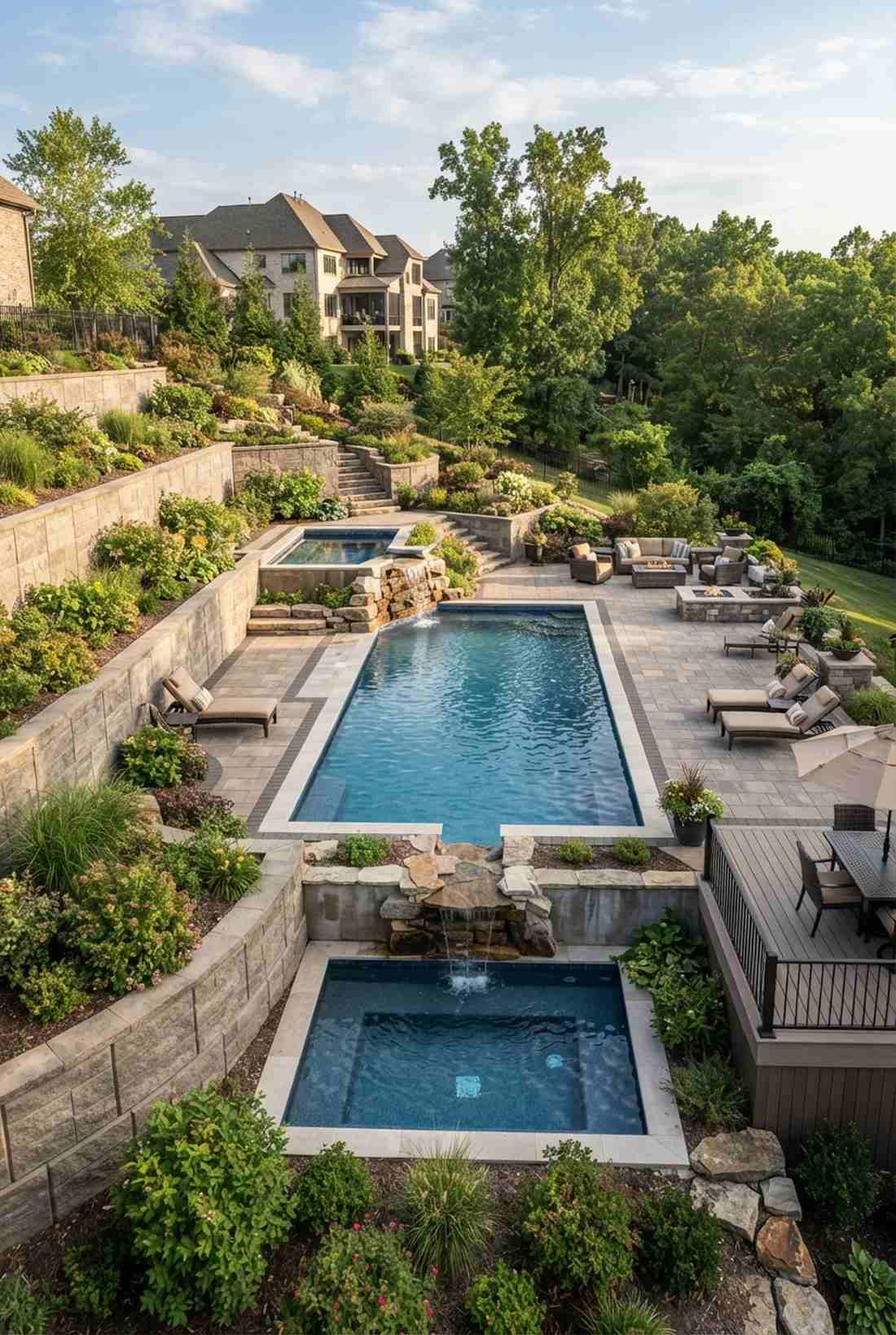 multi level terrace pool design