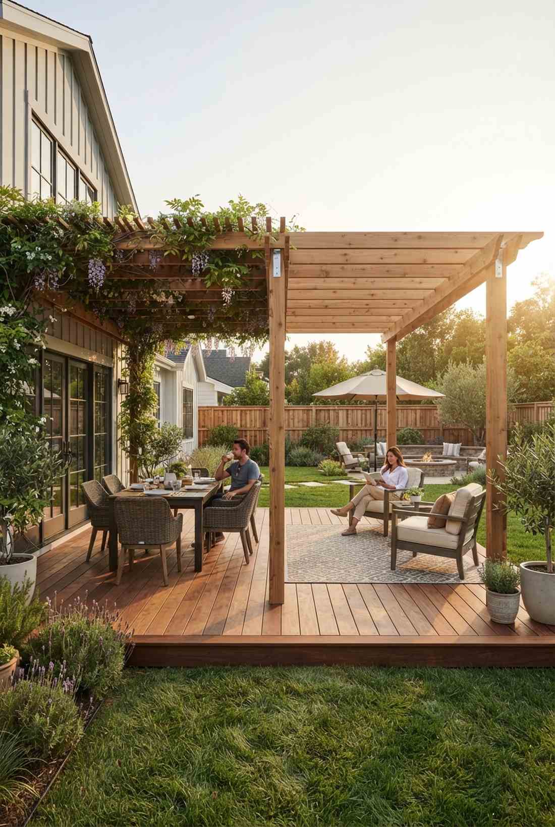 partial pergola with open sections