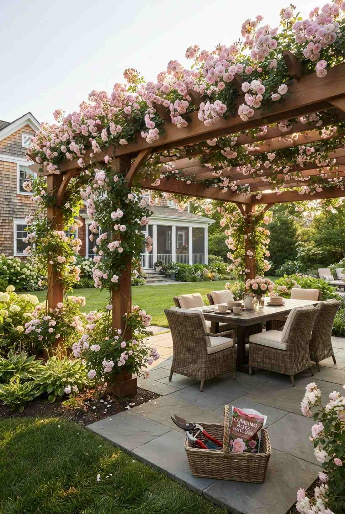 pergola with repeating climbers