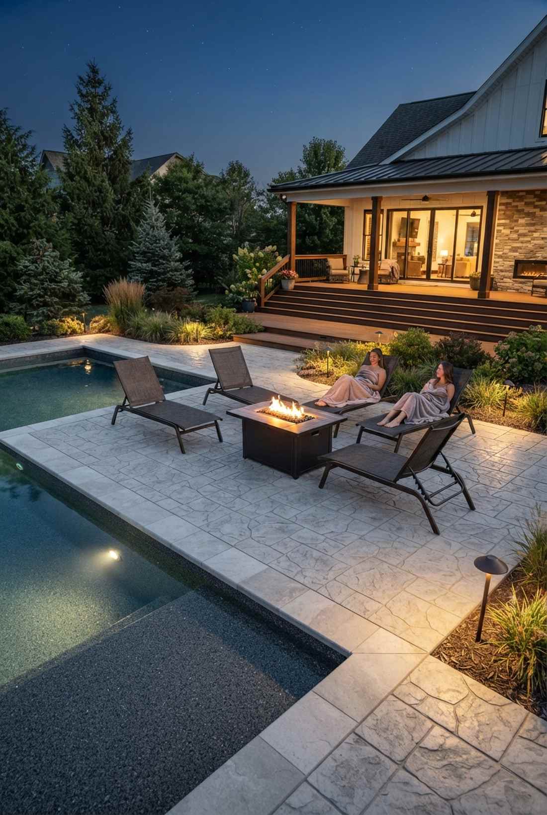 pool deck fire lounge combination