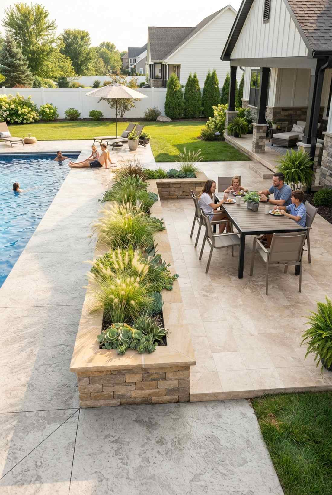 poolside zones for wet and dry activities