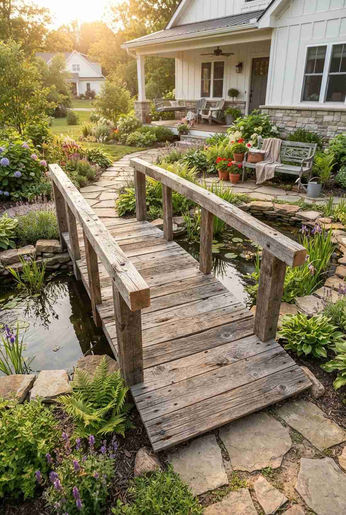 reclaimed wood character bridge