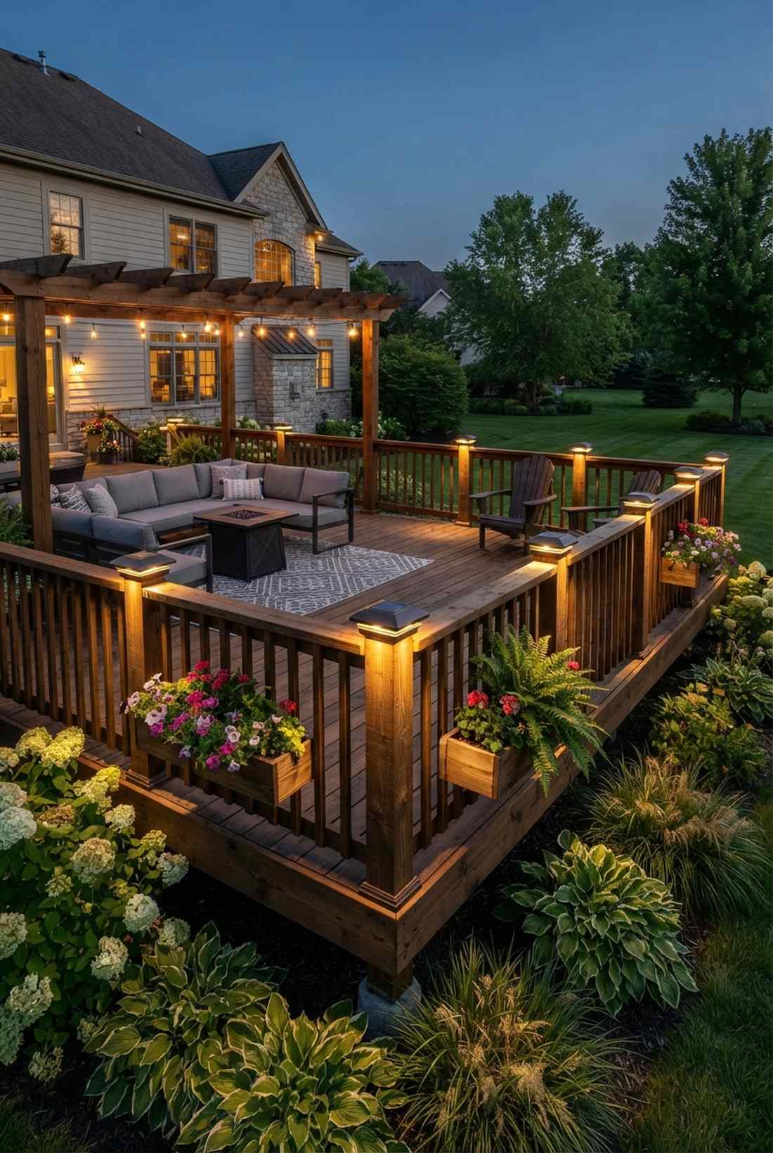 solar deck post caps with planters
