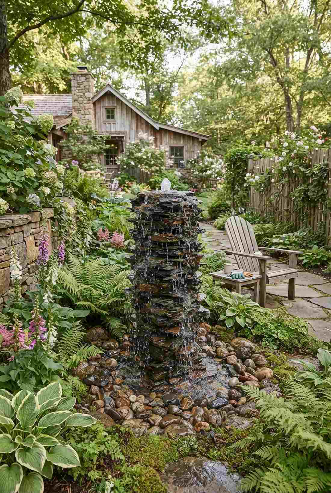 stacked stone fountain