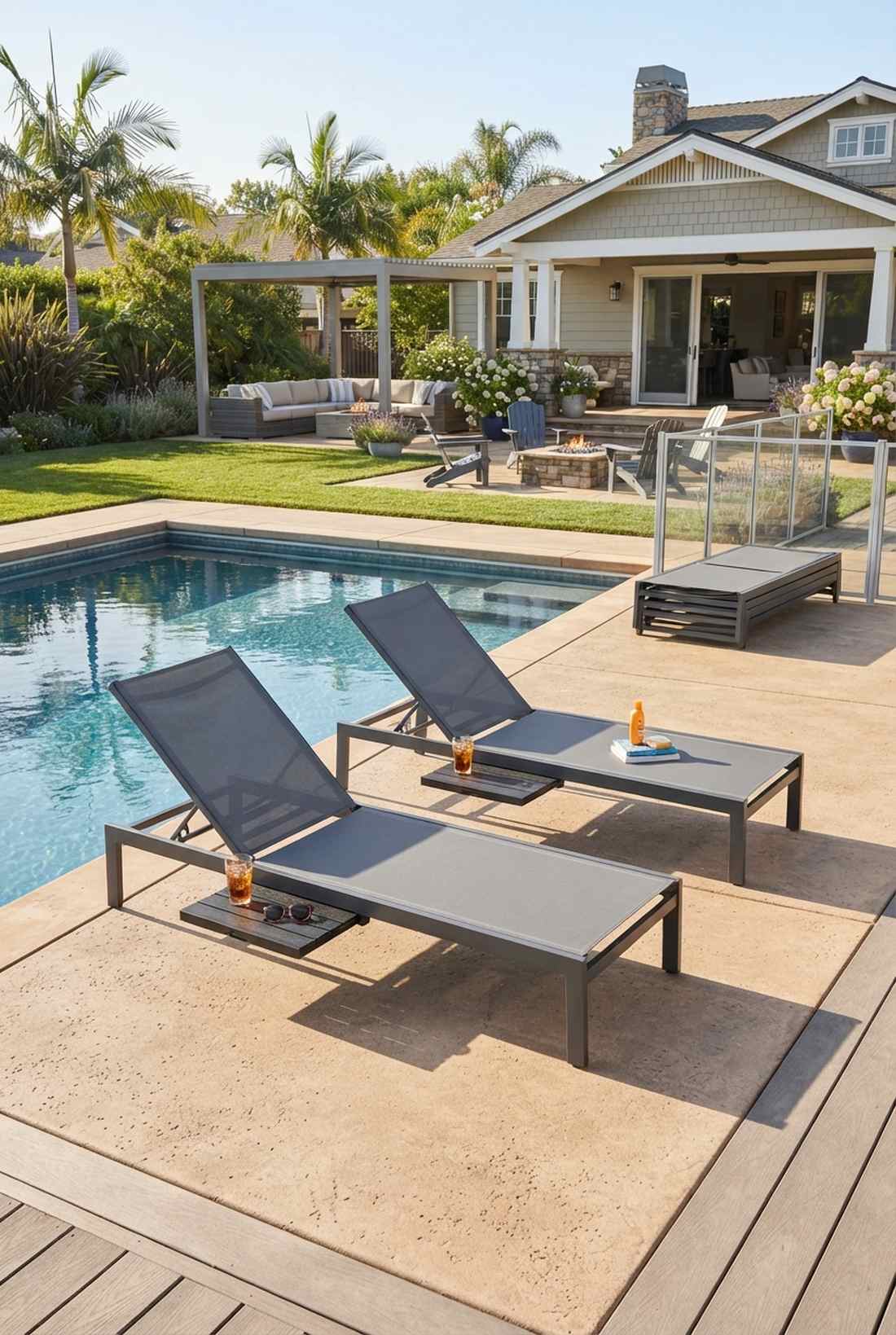 stacking lounge chairs with side tables