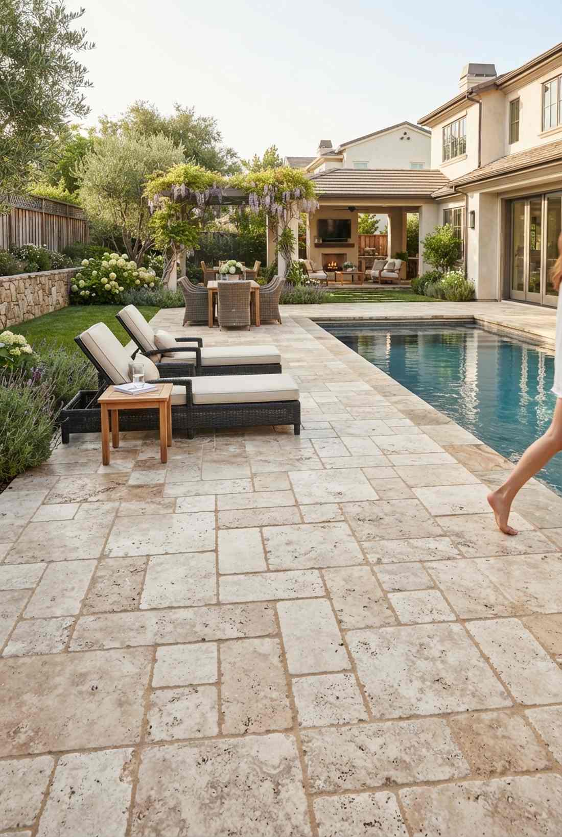 travertine paver deck