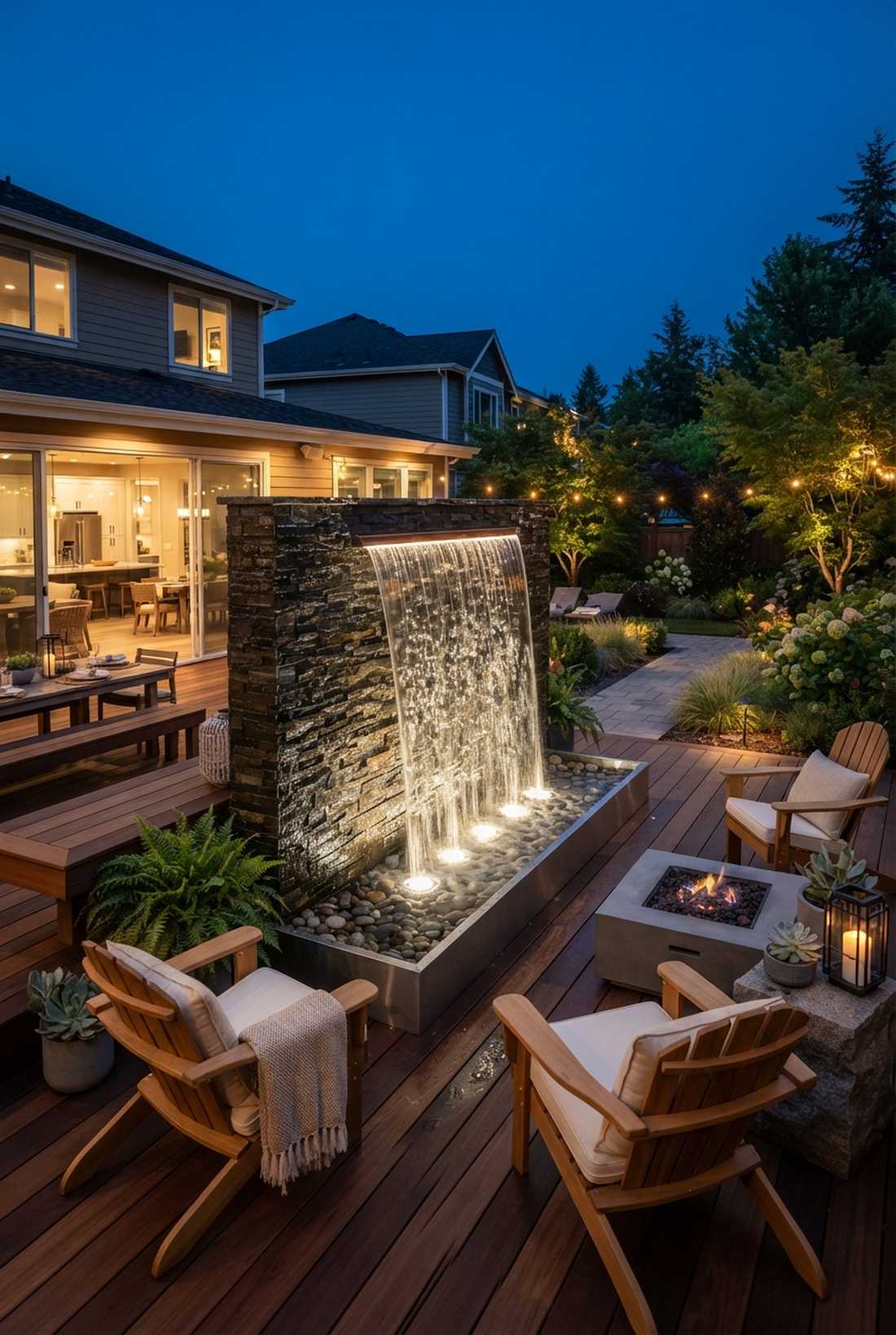 water feature wall illumination