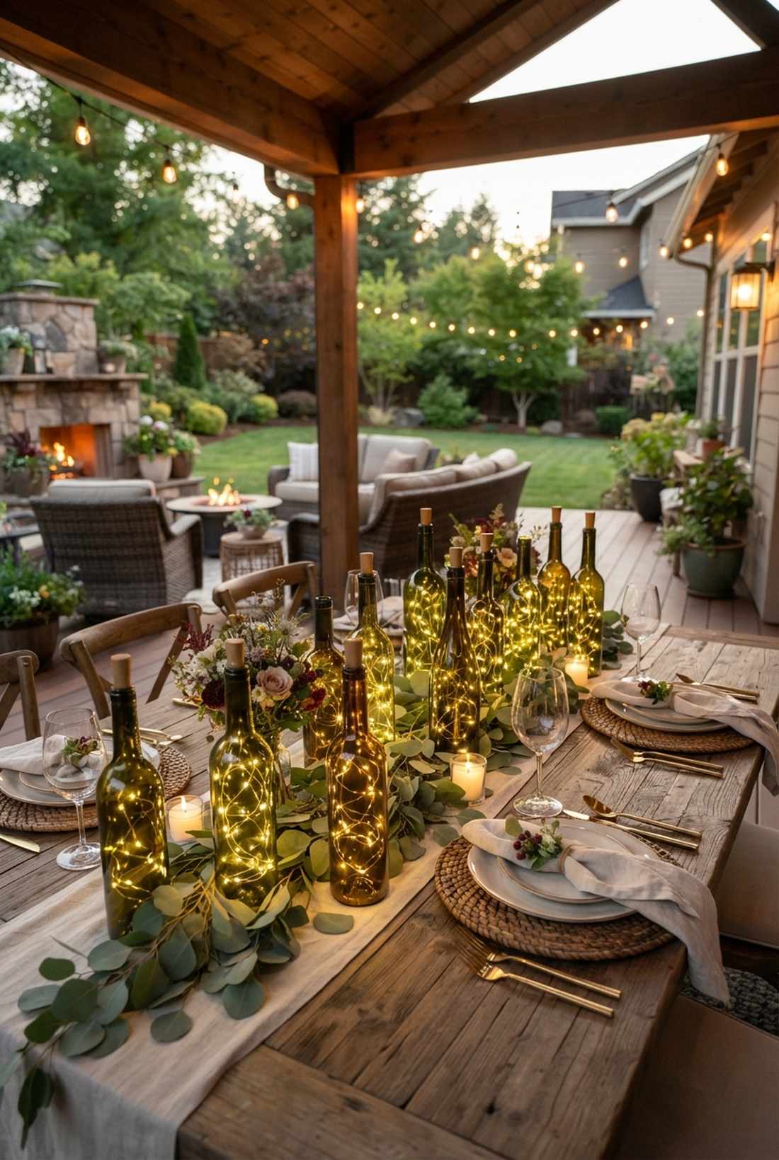 wine bottle light arrangements