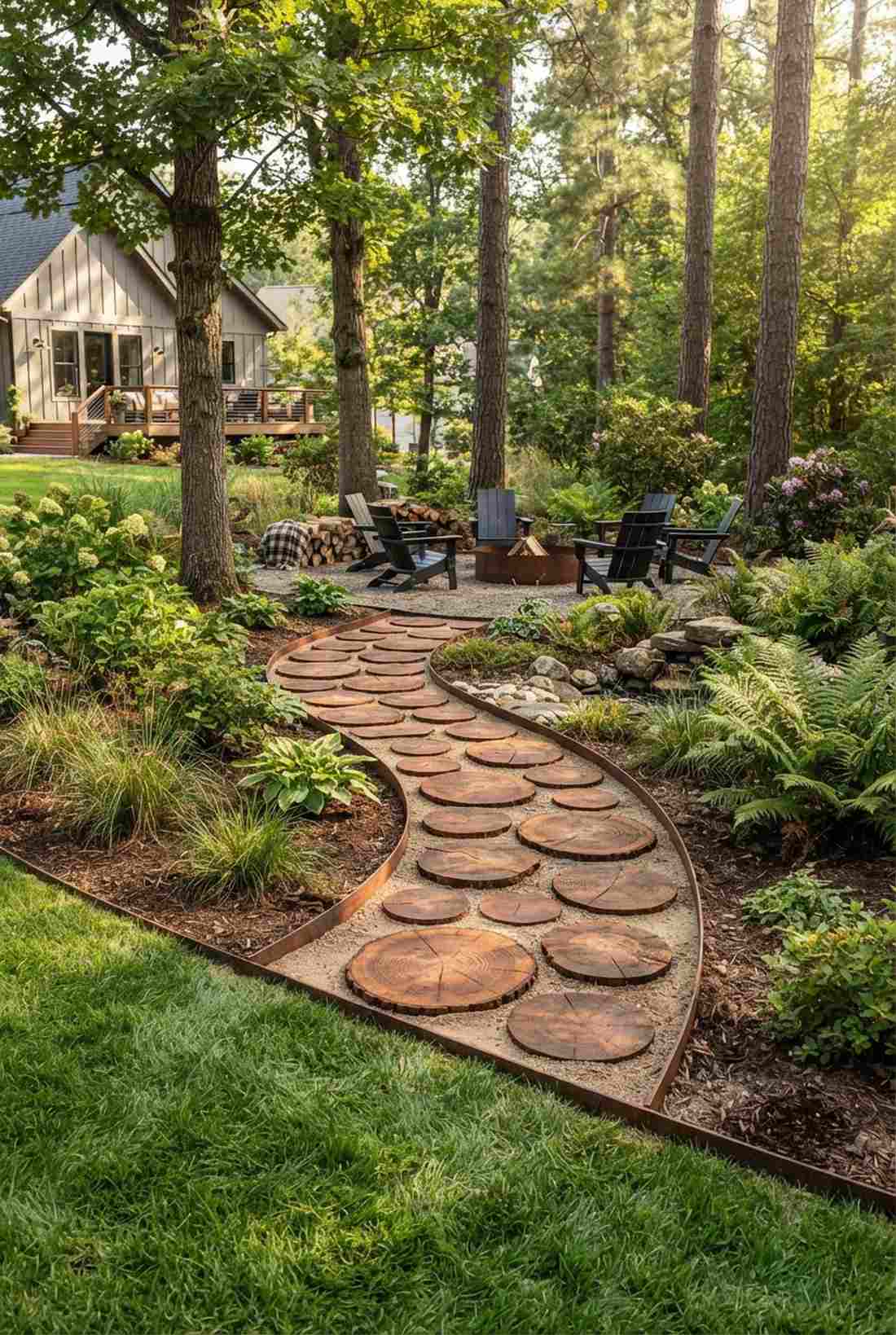 wood rounds with steel edging