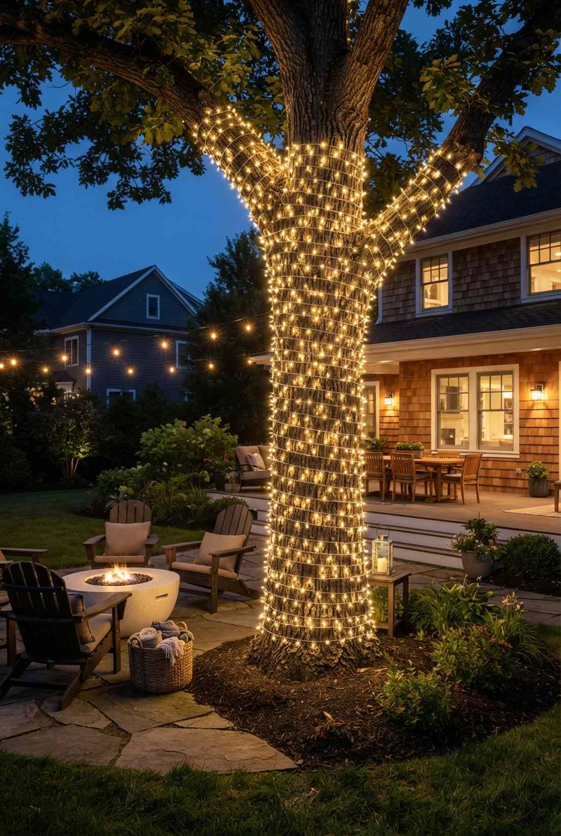 wrapped tree trunks