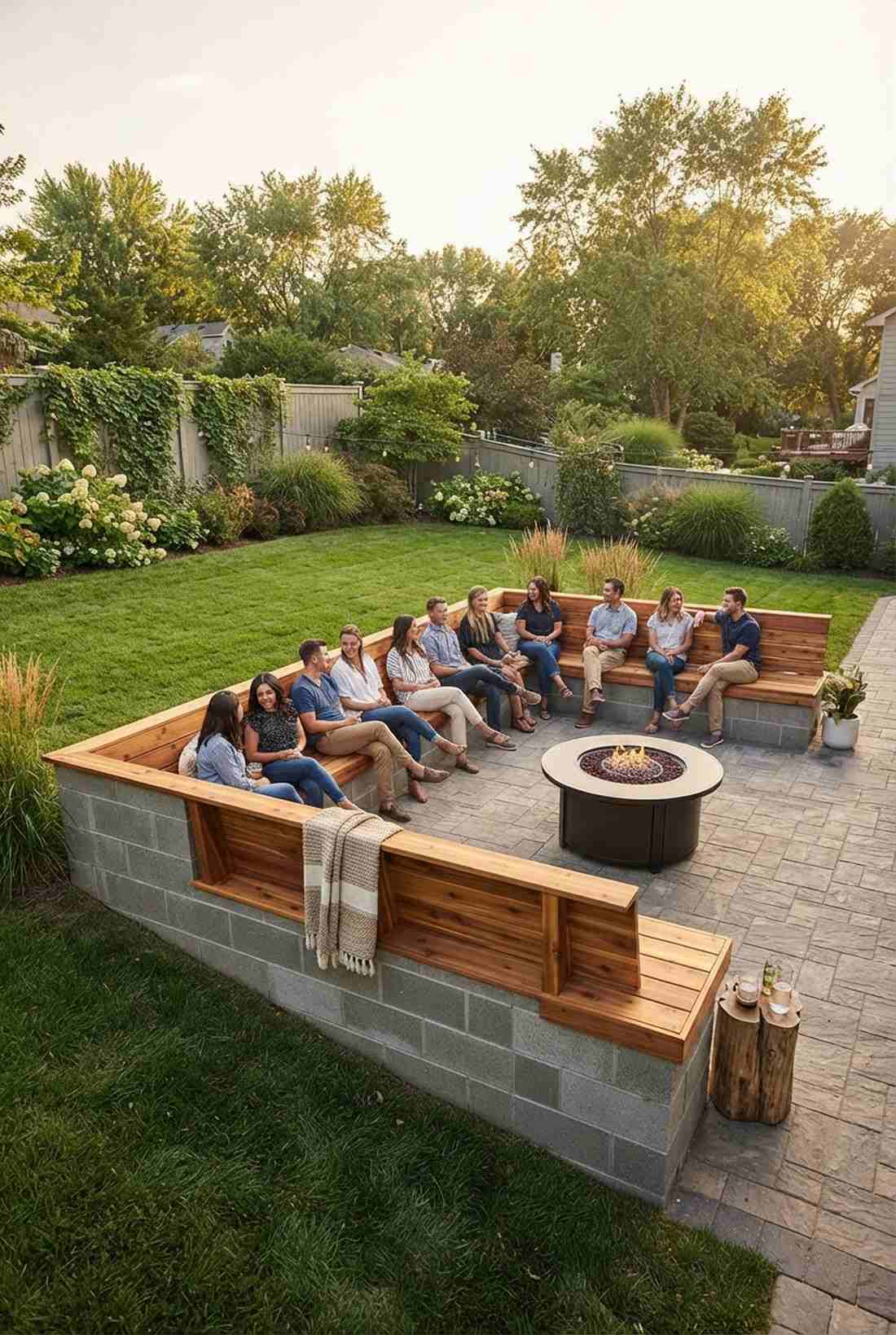 built in perimeter seating