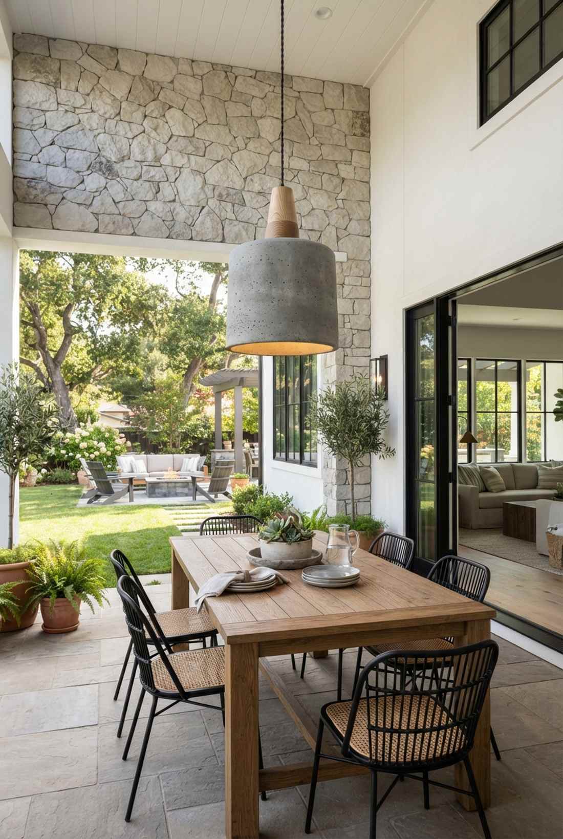 concrete and wood pendant
