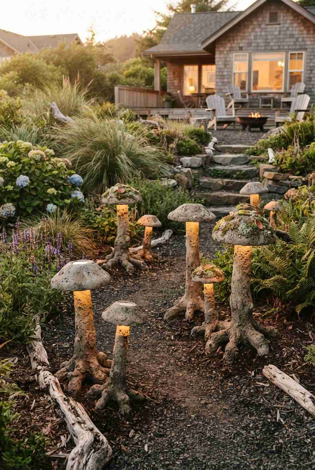concrete molded mushroom stems