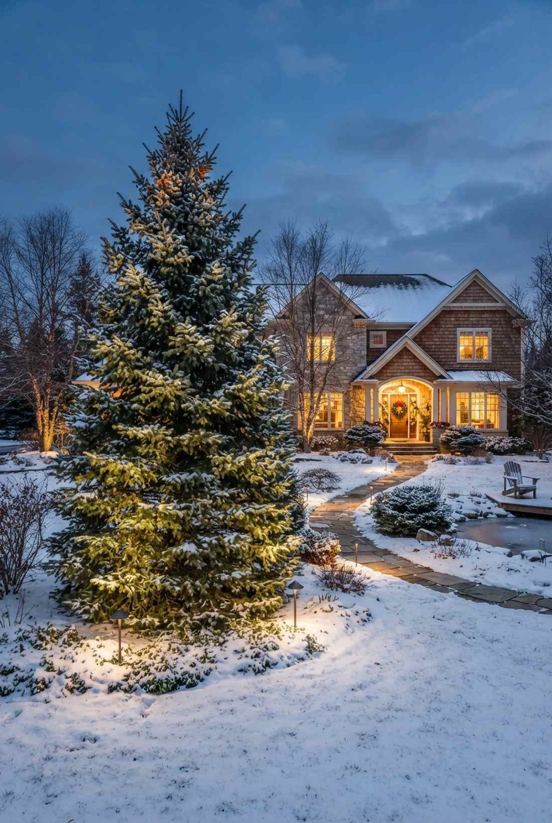 conifer seasonal uplighting