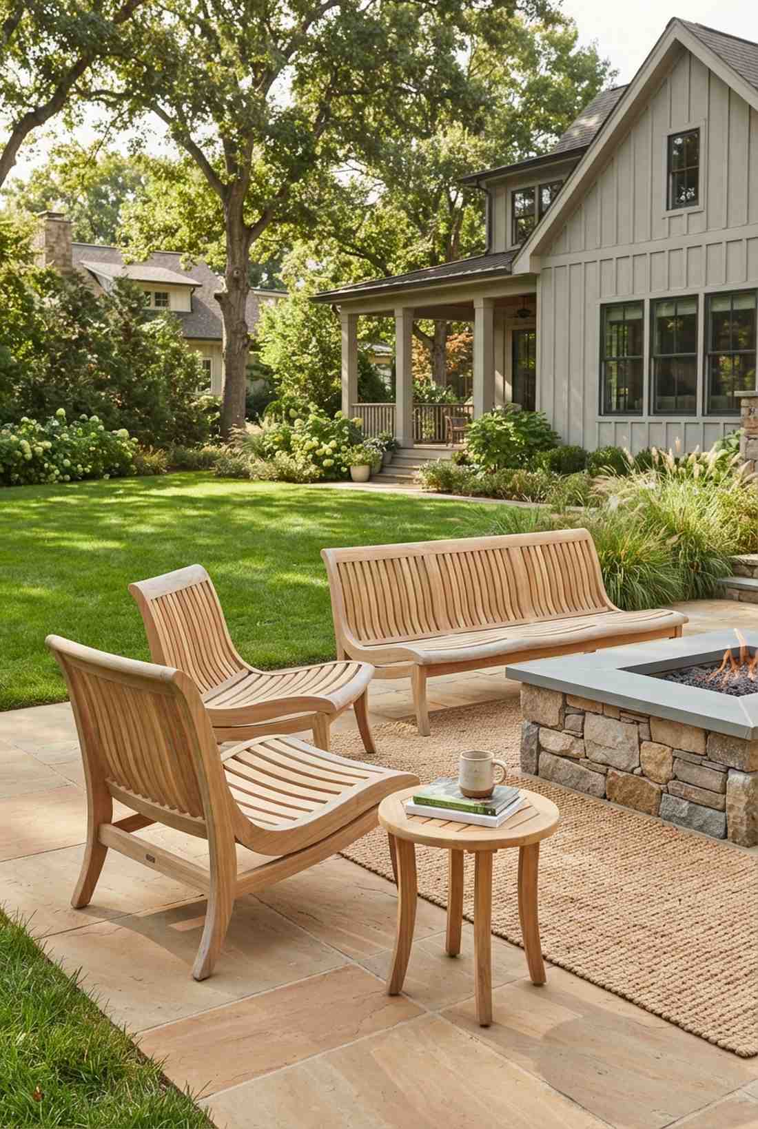 contoured teak ergonomic slat seats