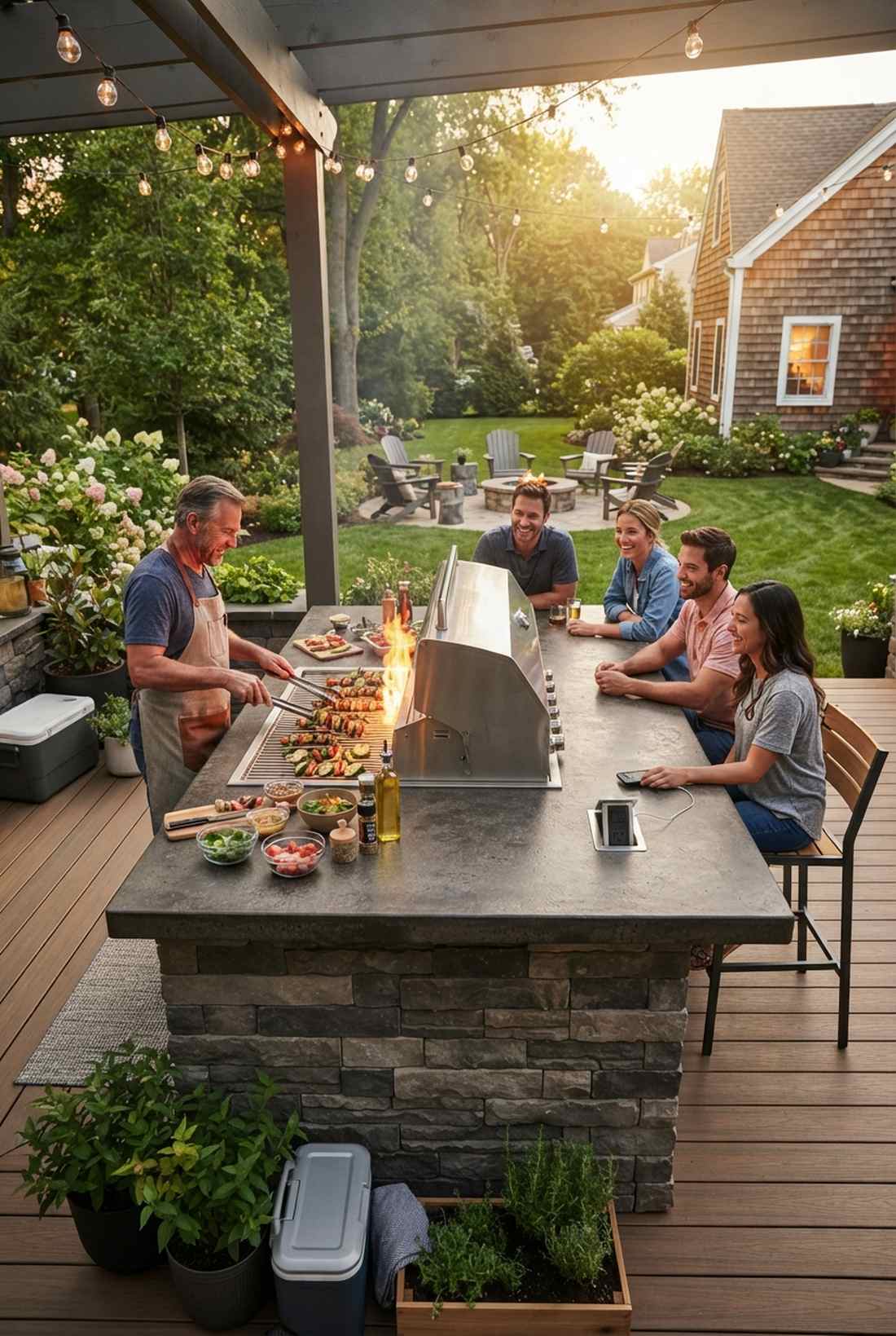 double sided grill and bar
