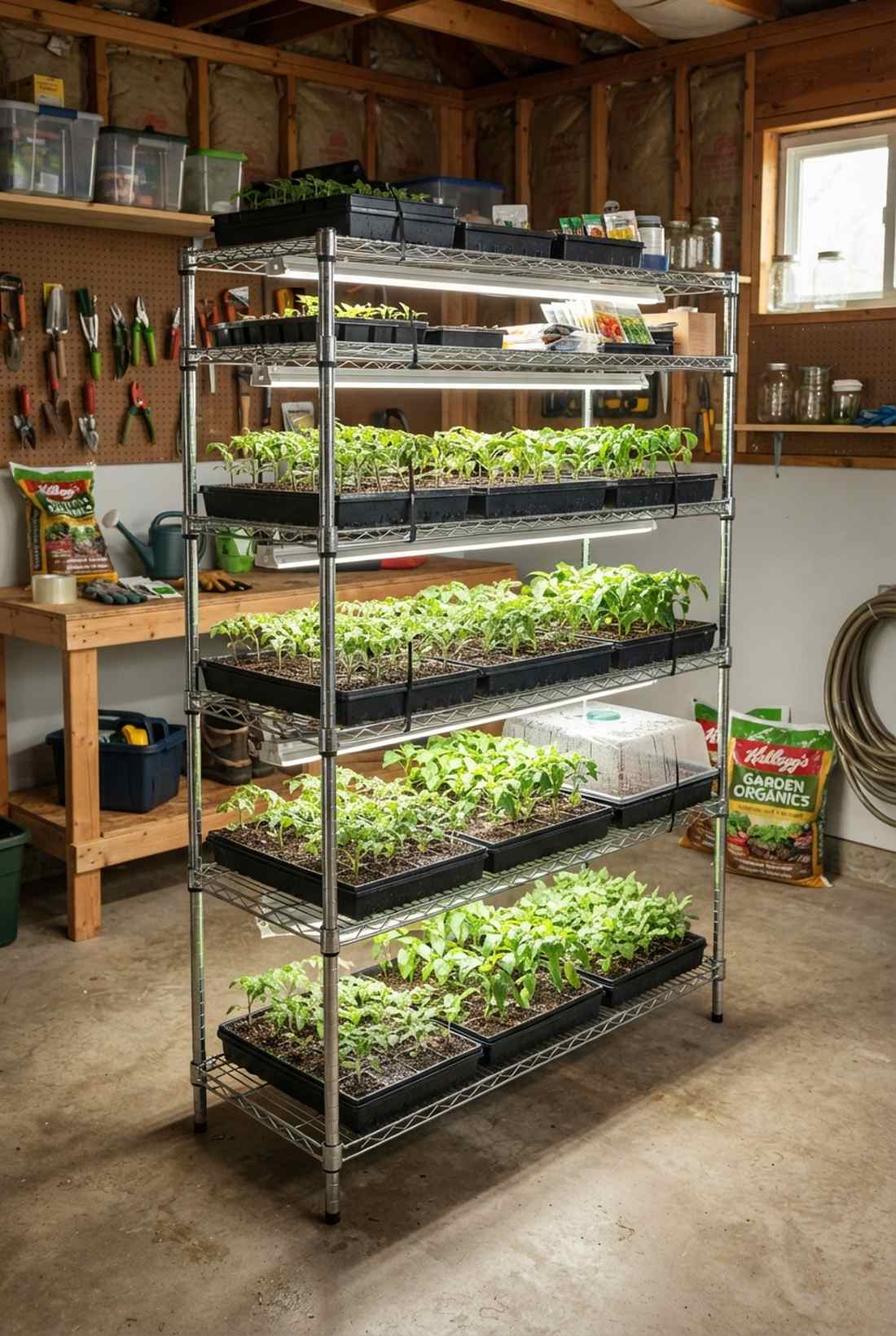 five shelf heavy duty seed starting tower