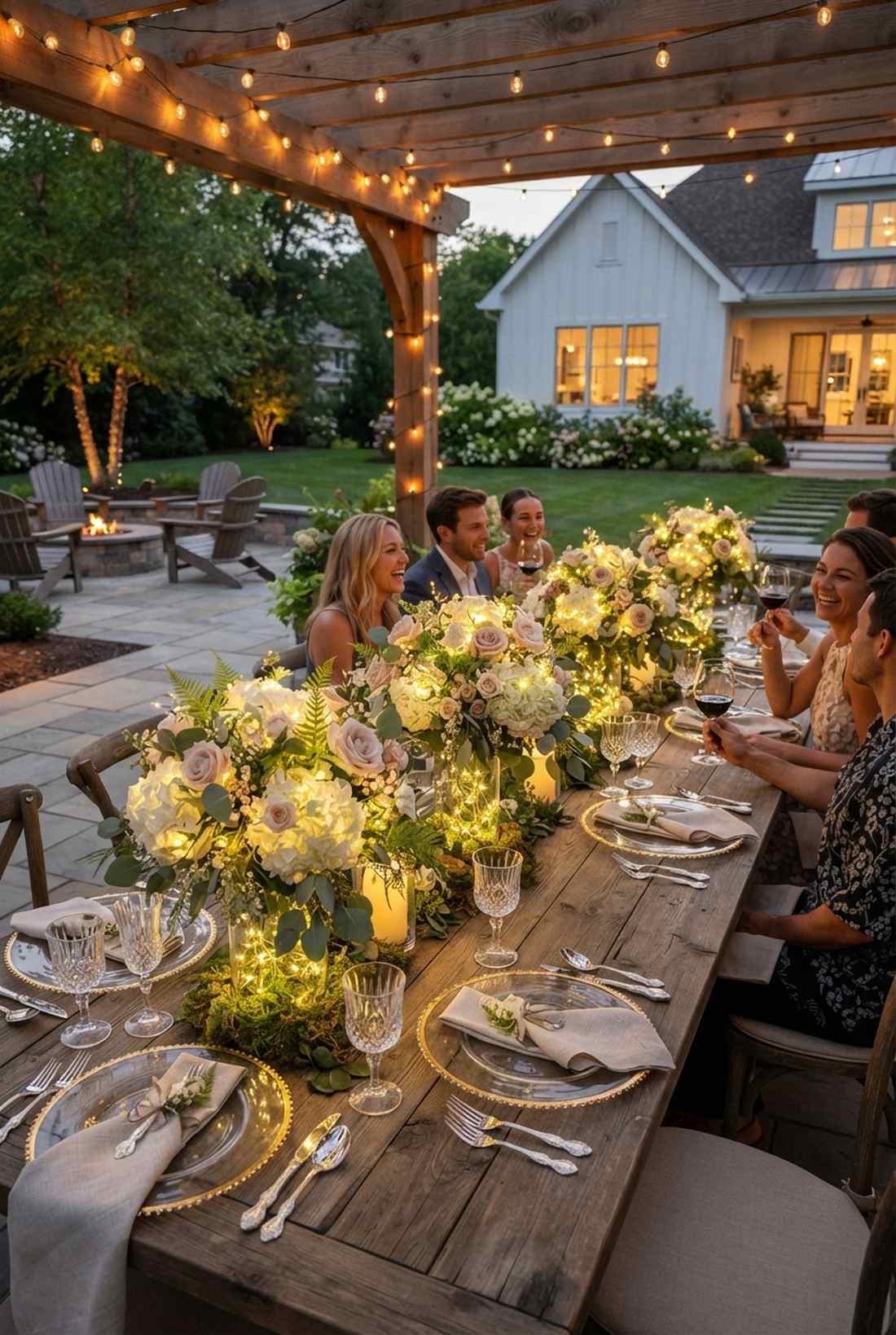 floral and light combination centerpieces