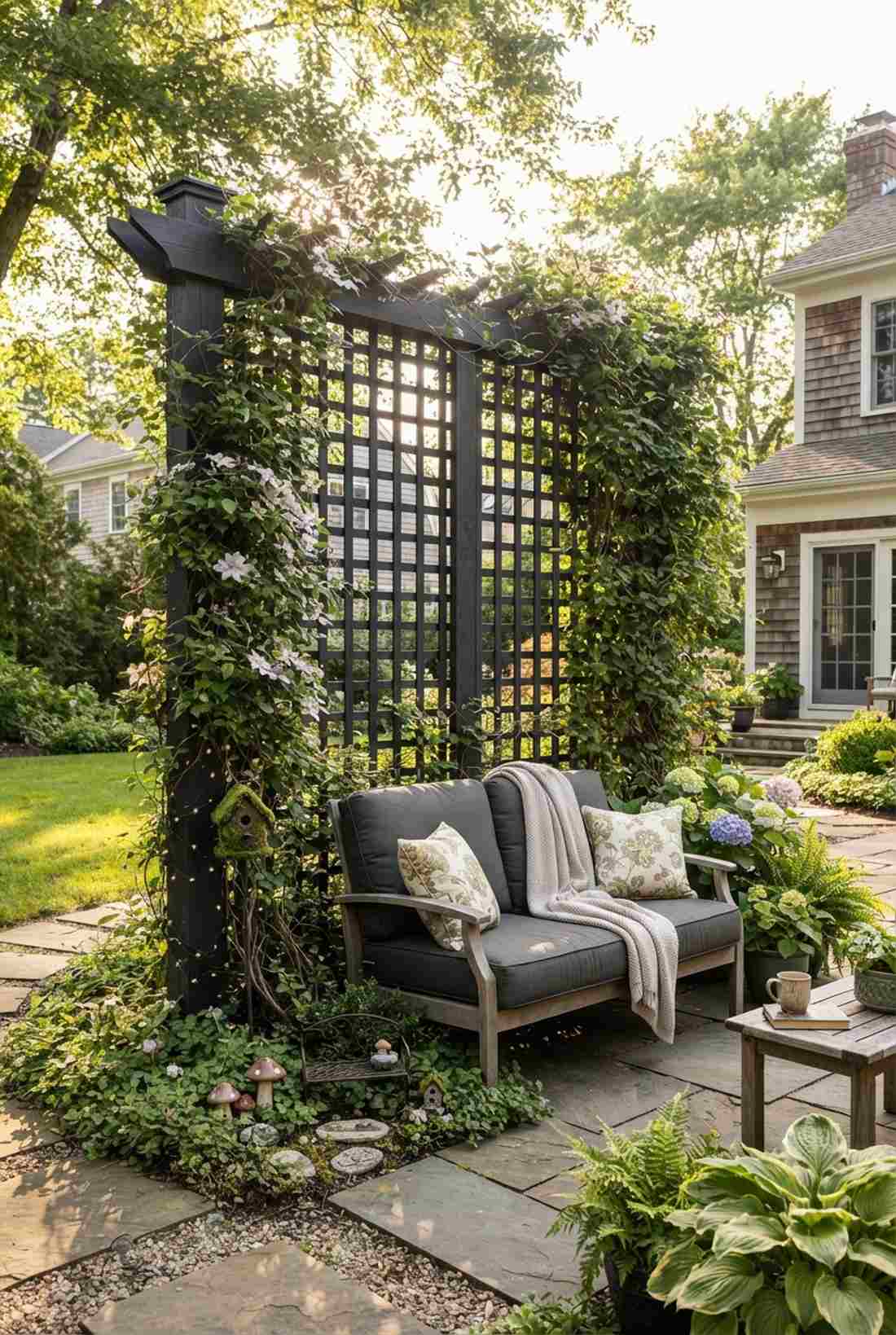 lattice panels with climbing vines