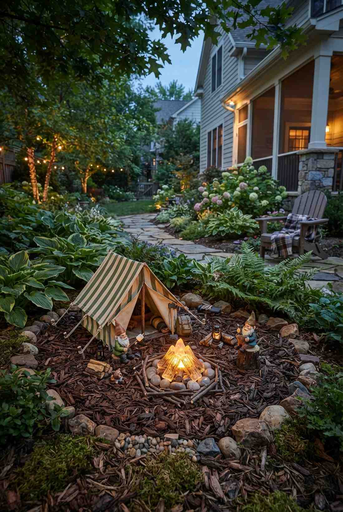 mini camping gnome campsite