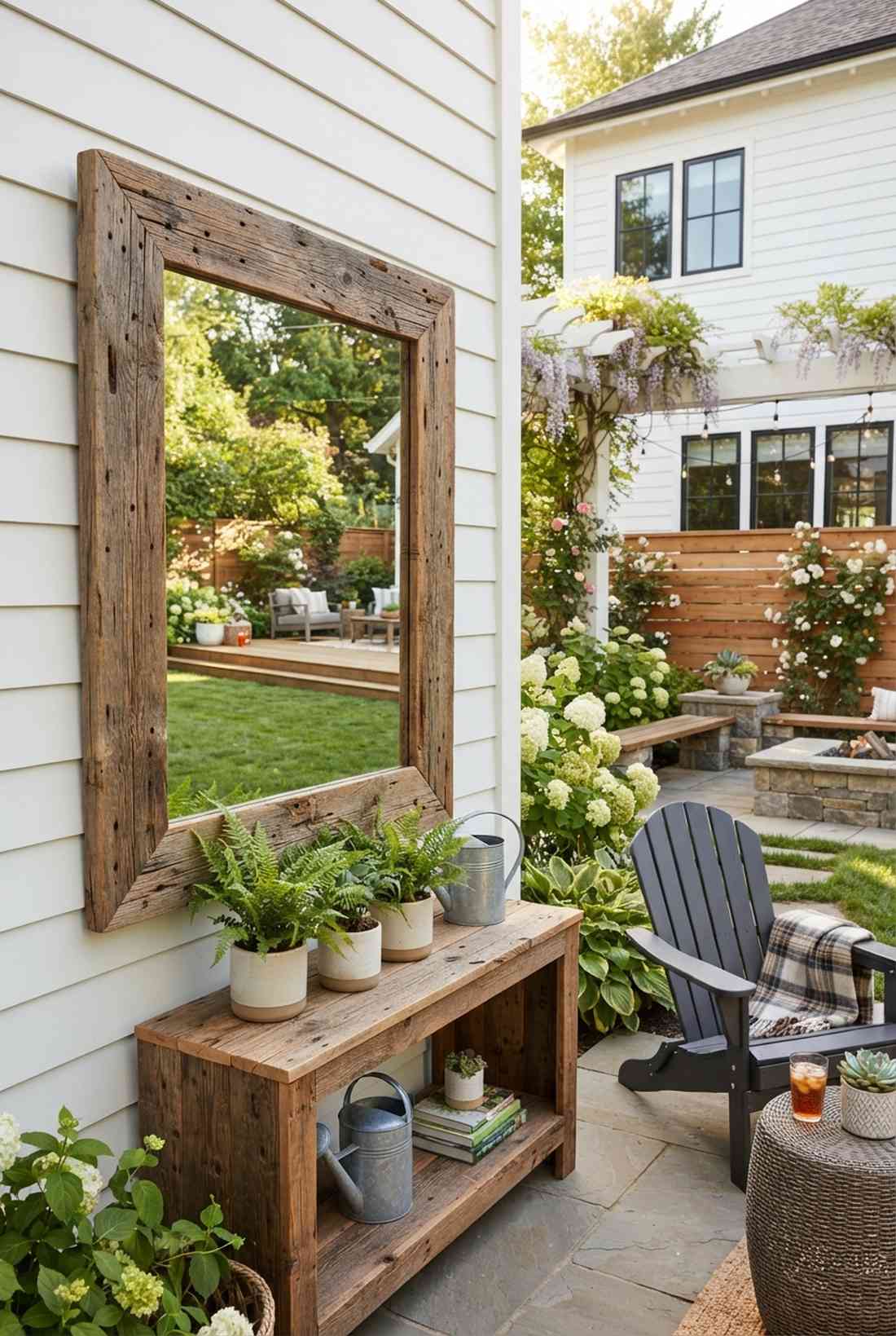 mirror and reclaimed wood frame assembly