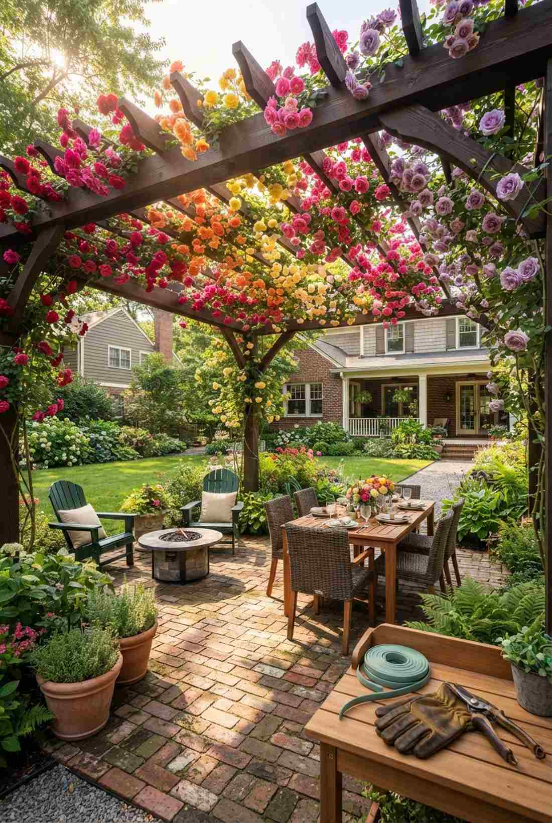 mixed color pergola display