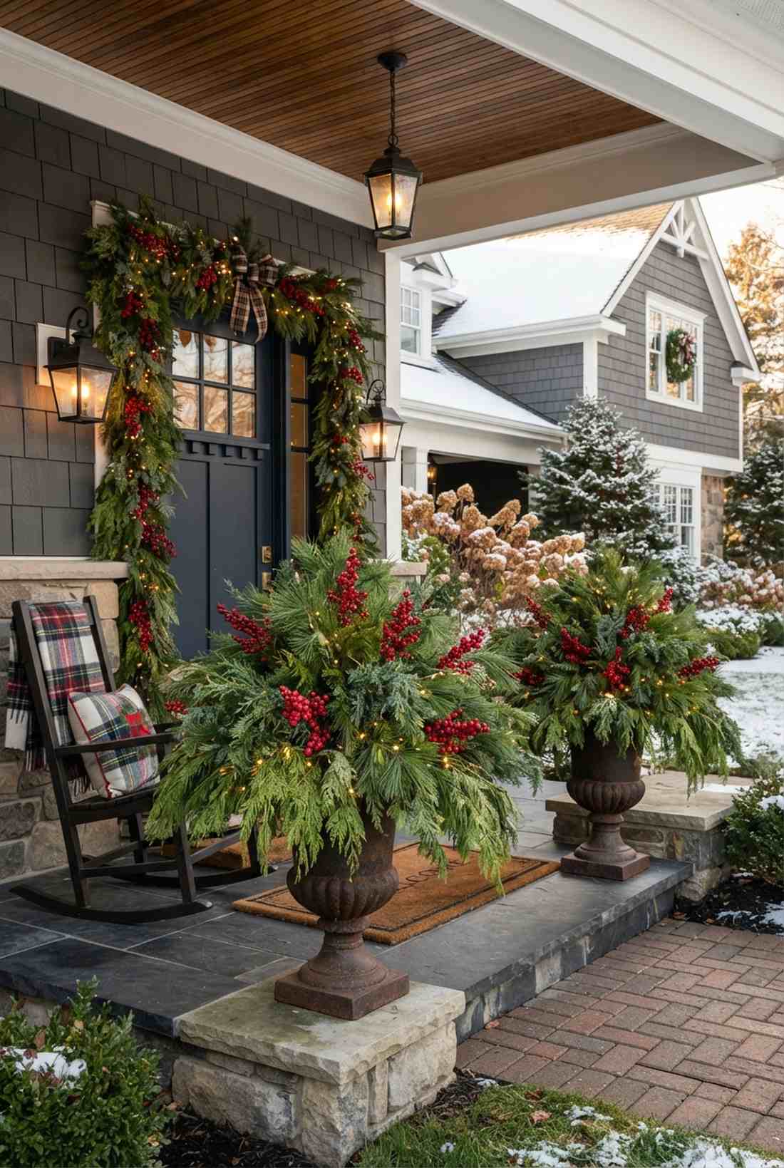 mixed conifer and berry urn
