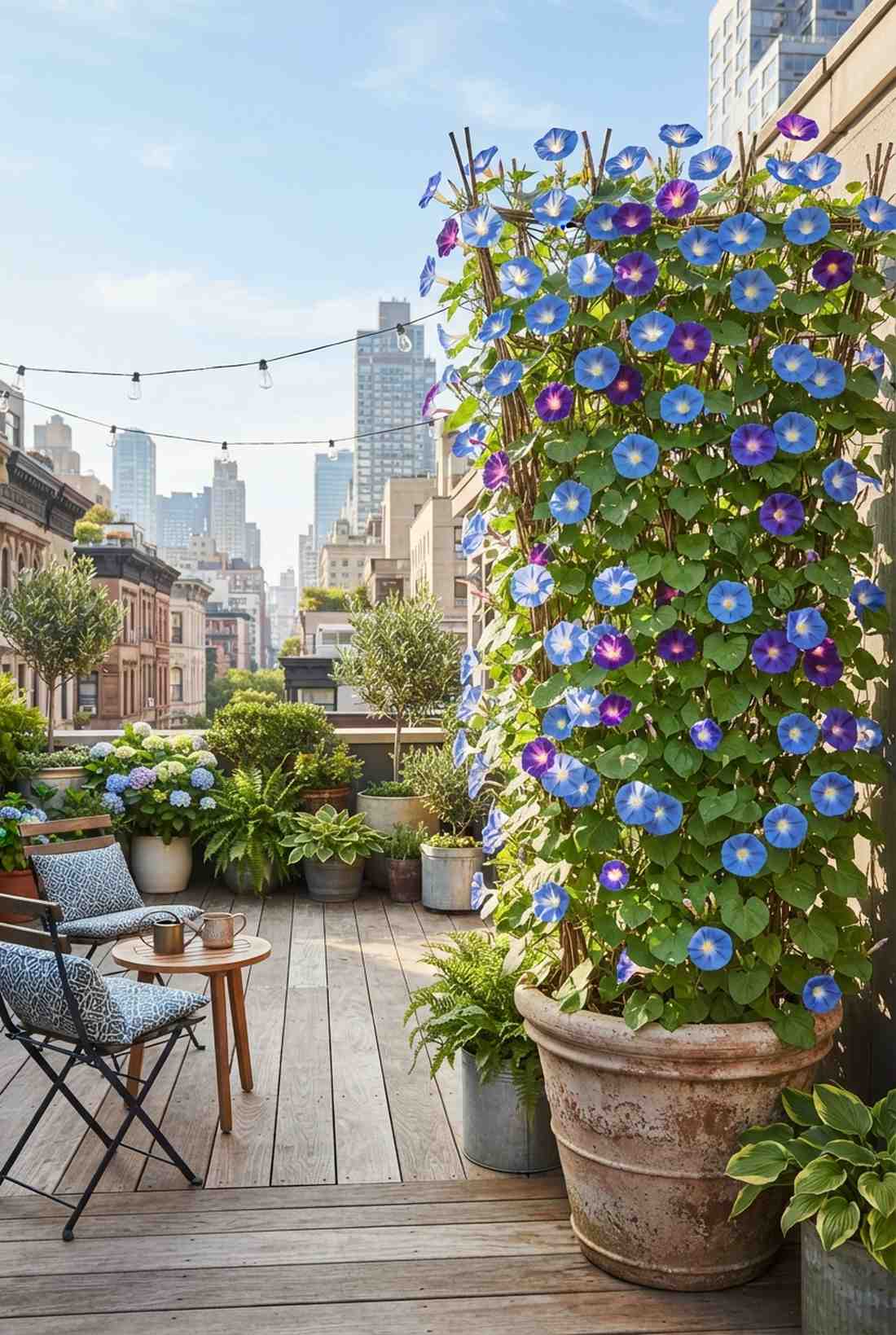 morning glory vibrant blooms