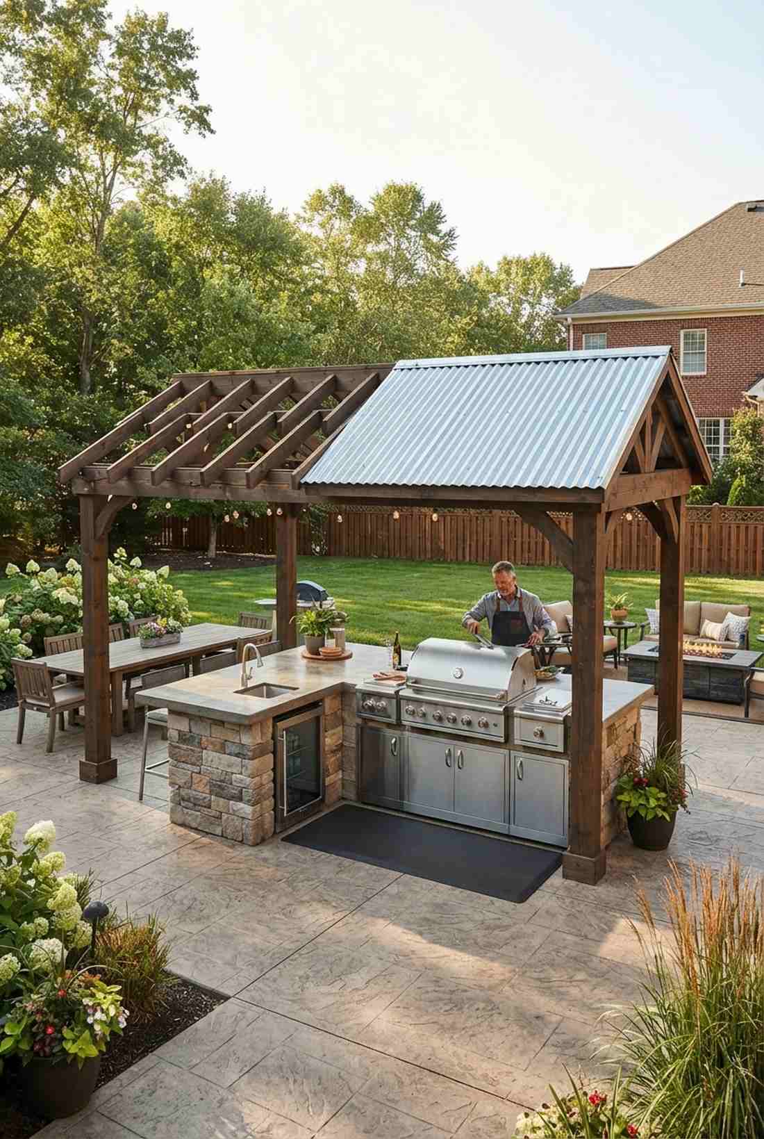 outdoor kitchen pergola shelter