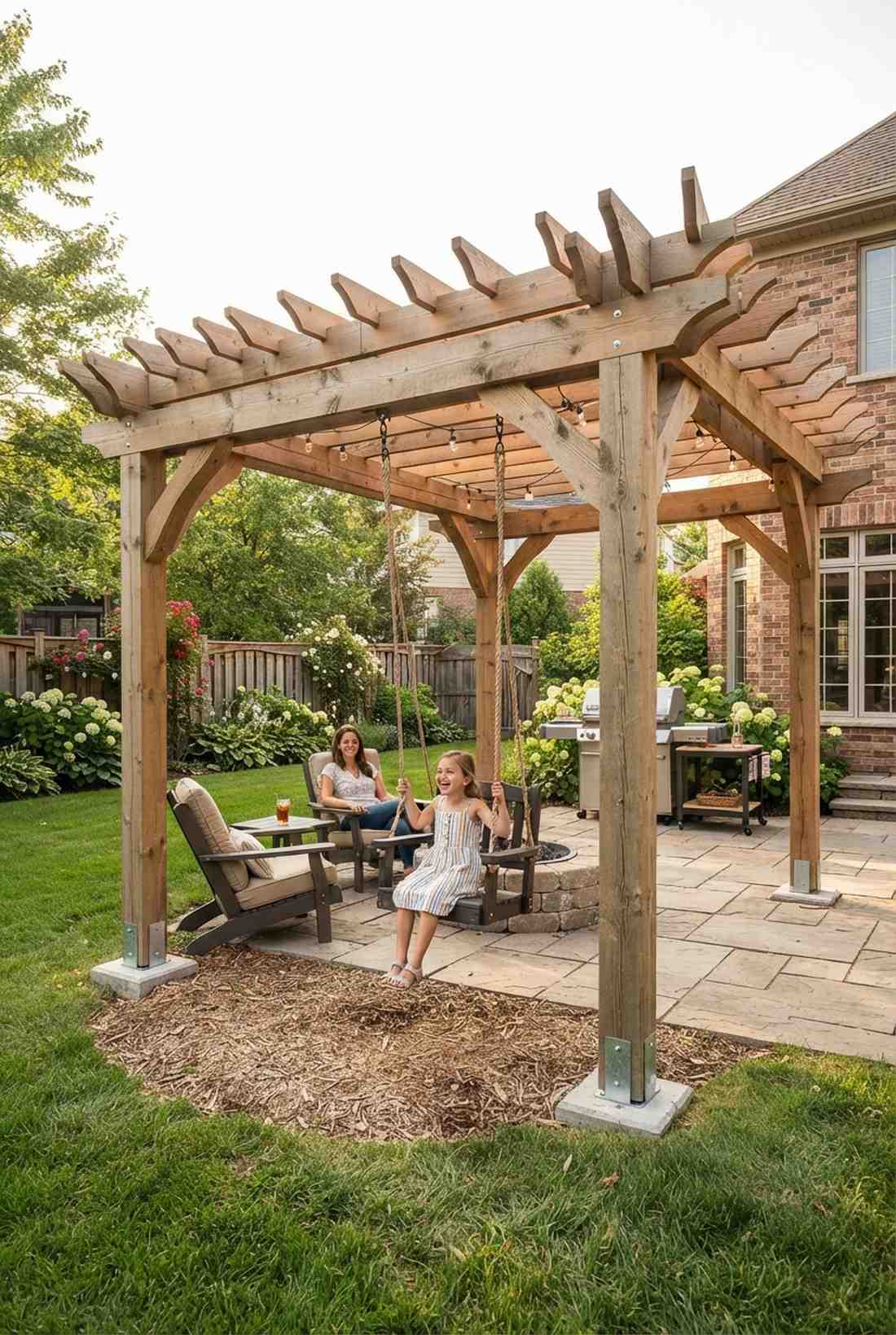 pergola integrated swing set