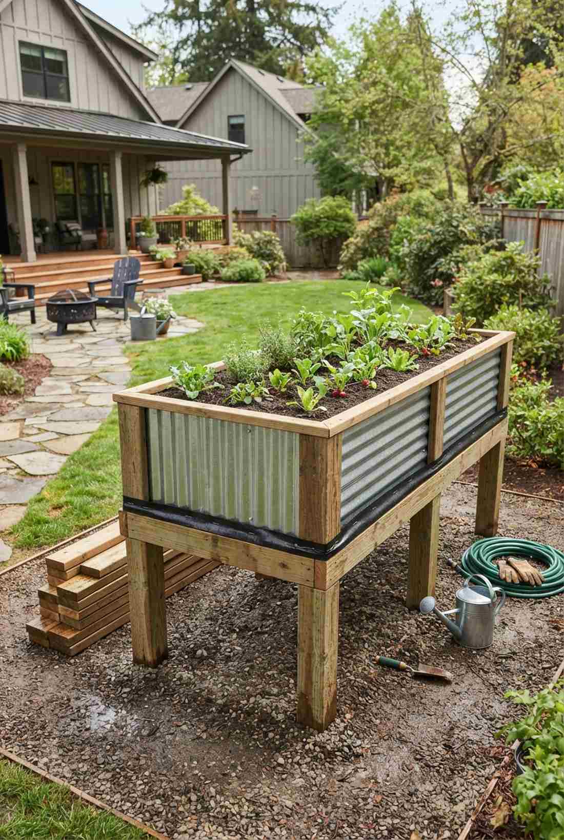 pressure treated base steel sides