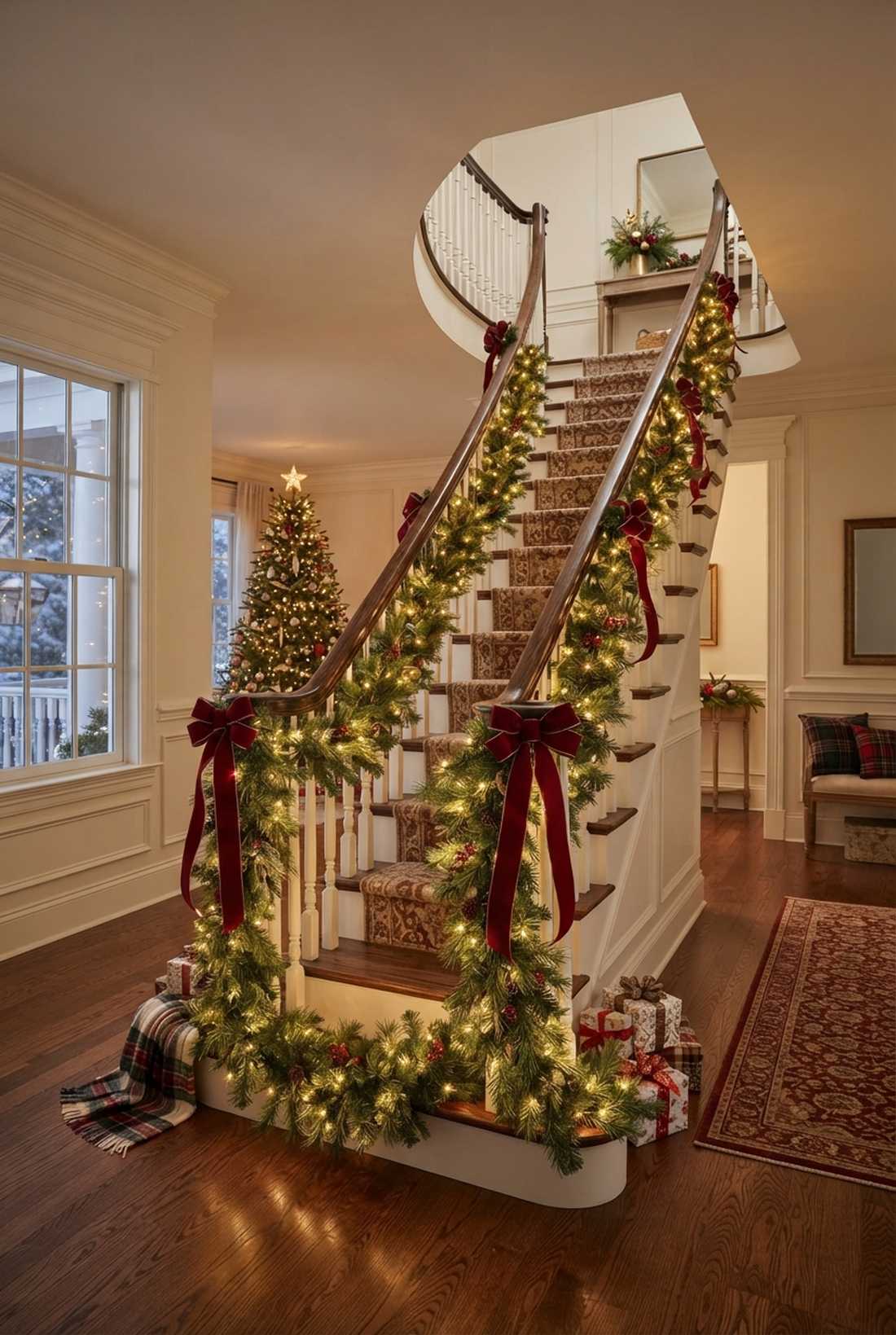 staircase banister wrapped strands