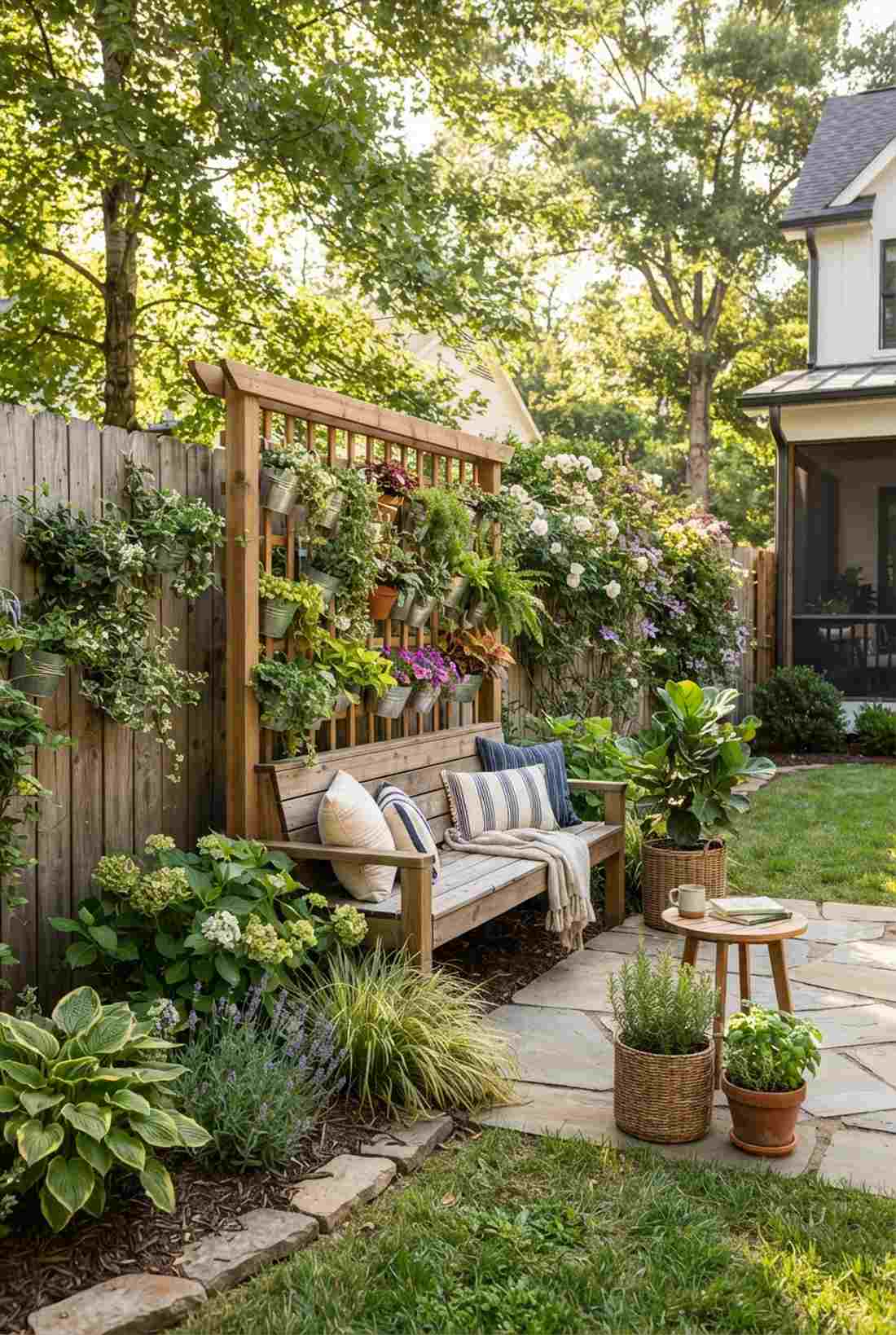 vertical garden bench combination