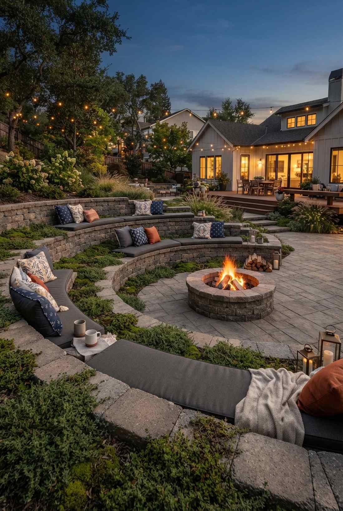 amphitheater seating around fire