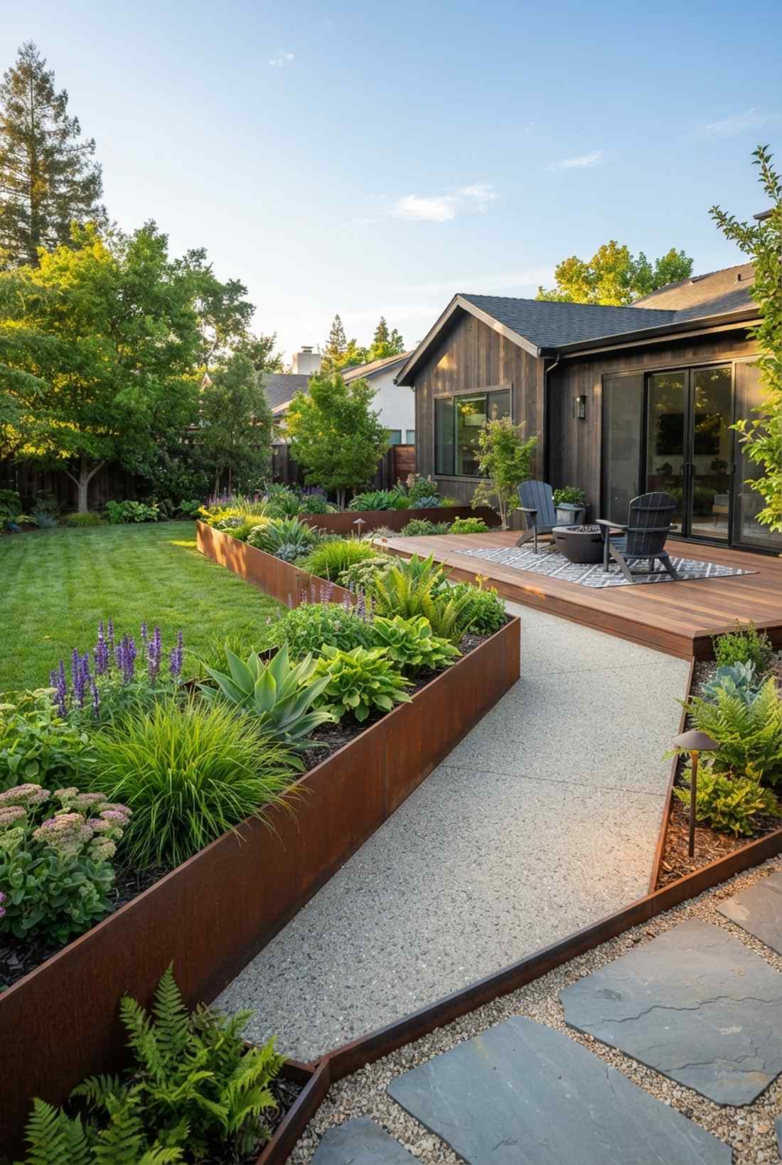corten steel planter wall