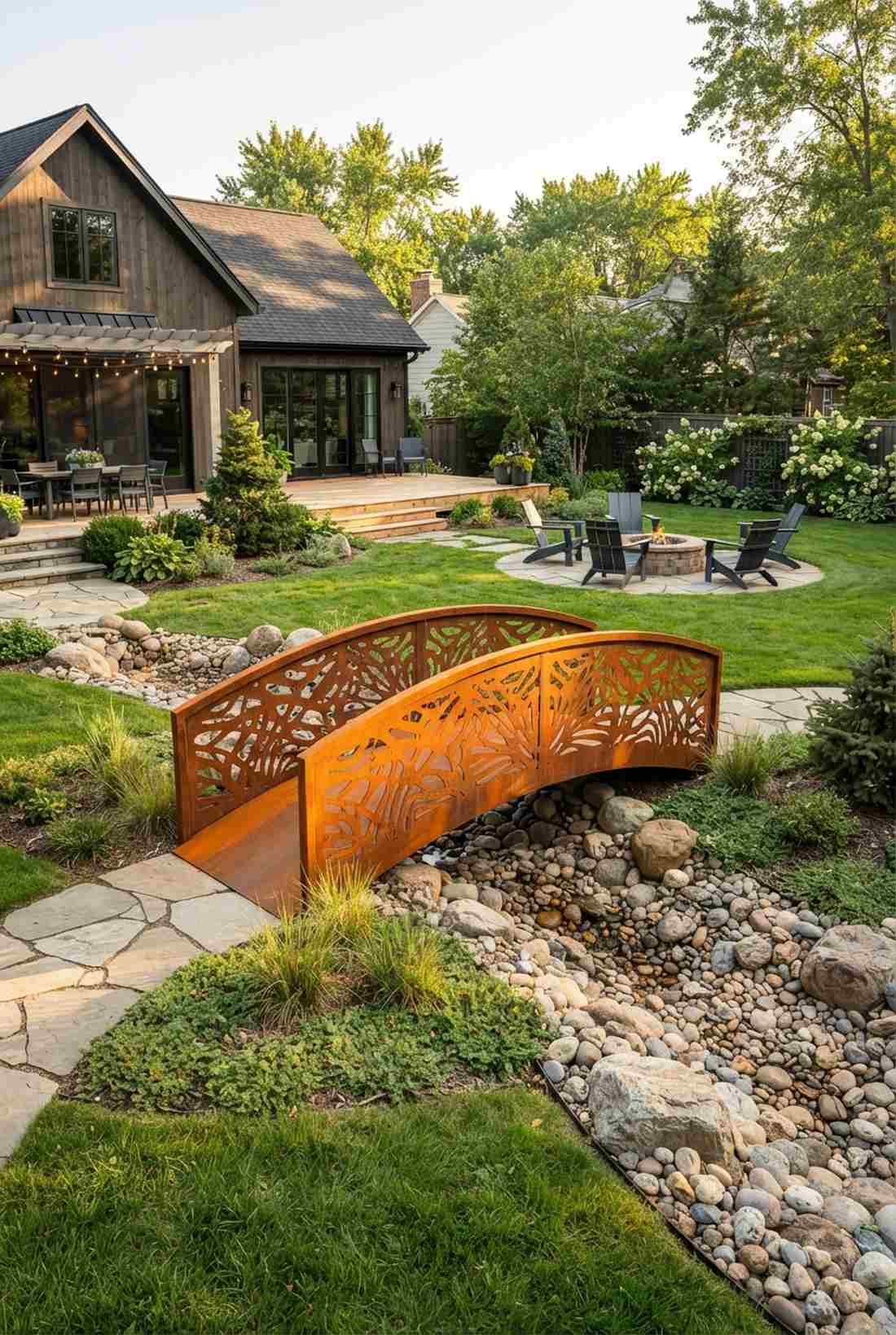curved metal art bridge