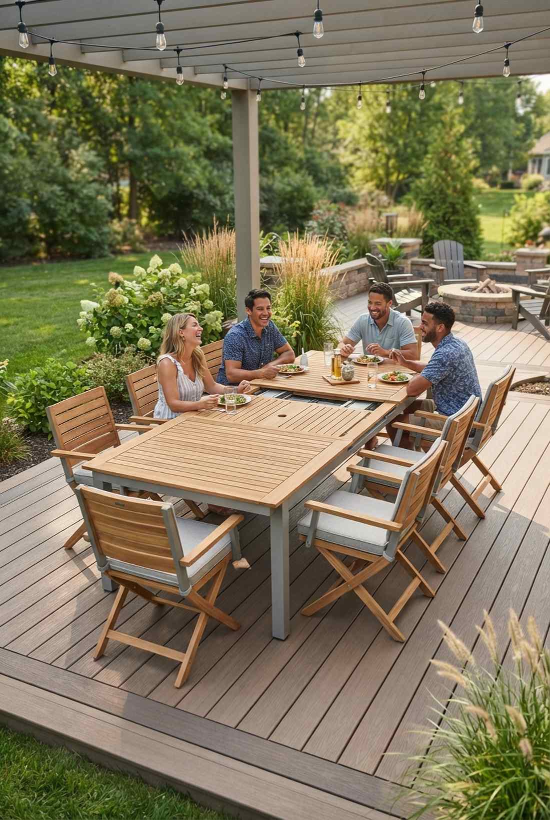 expandable dining table with built in chairs