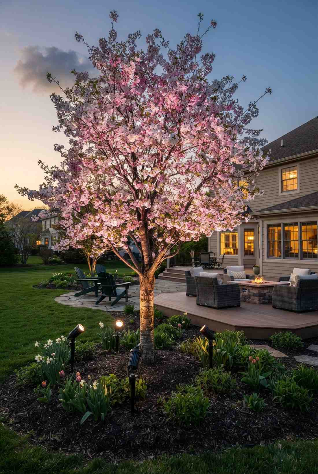 flowering tree spring spotlighting