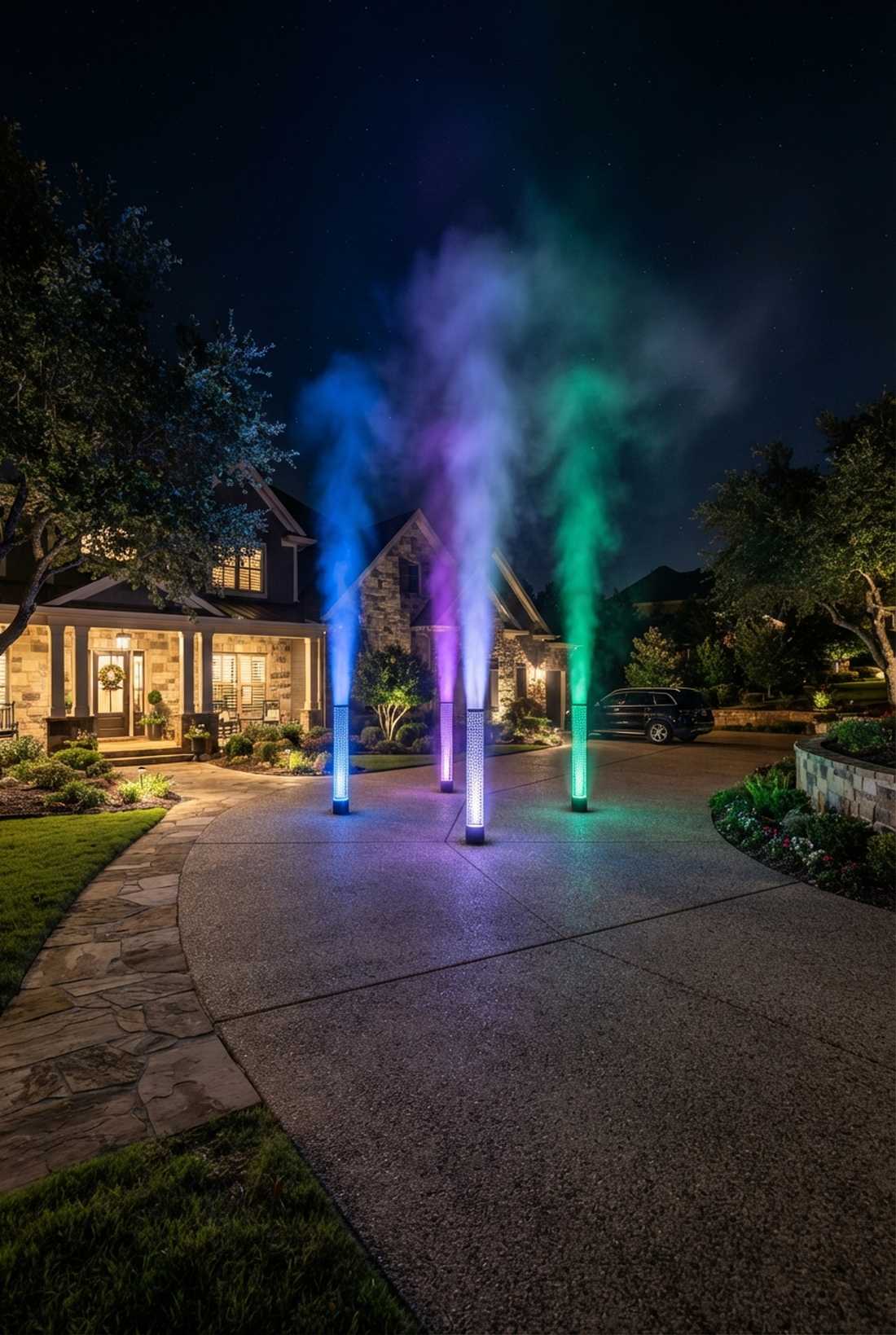 fog filled light columns