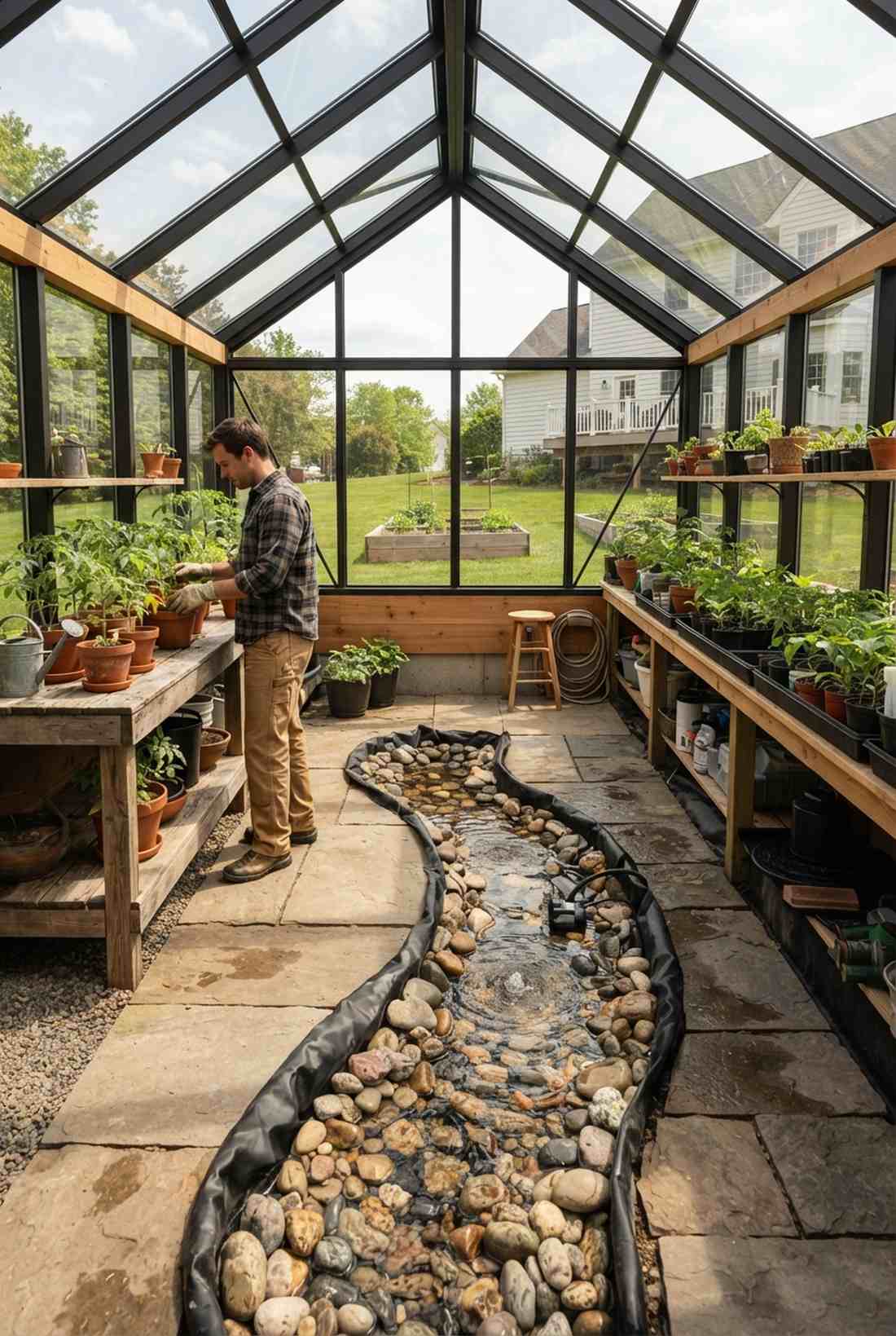 greenhouse floor stream feature
