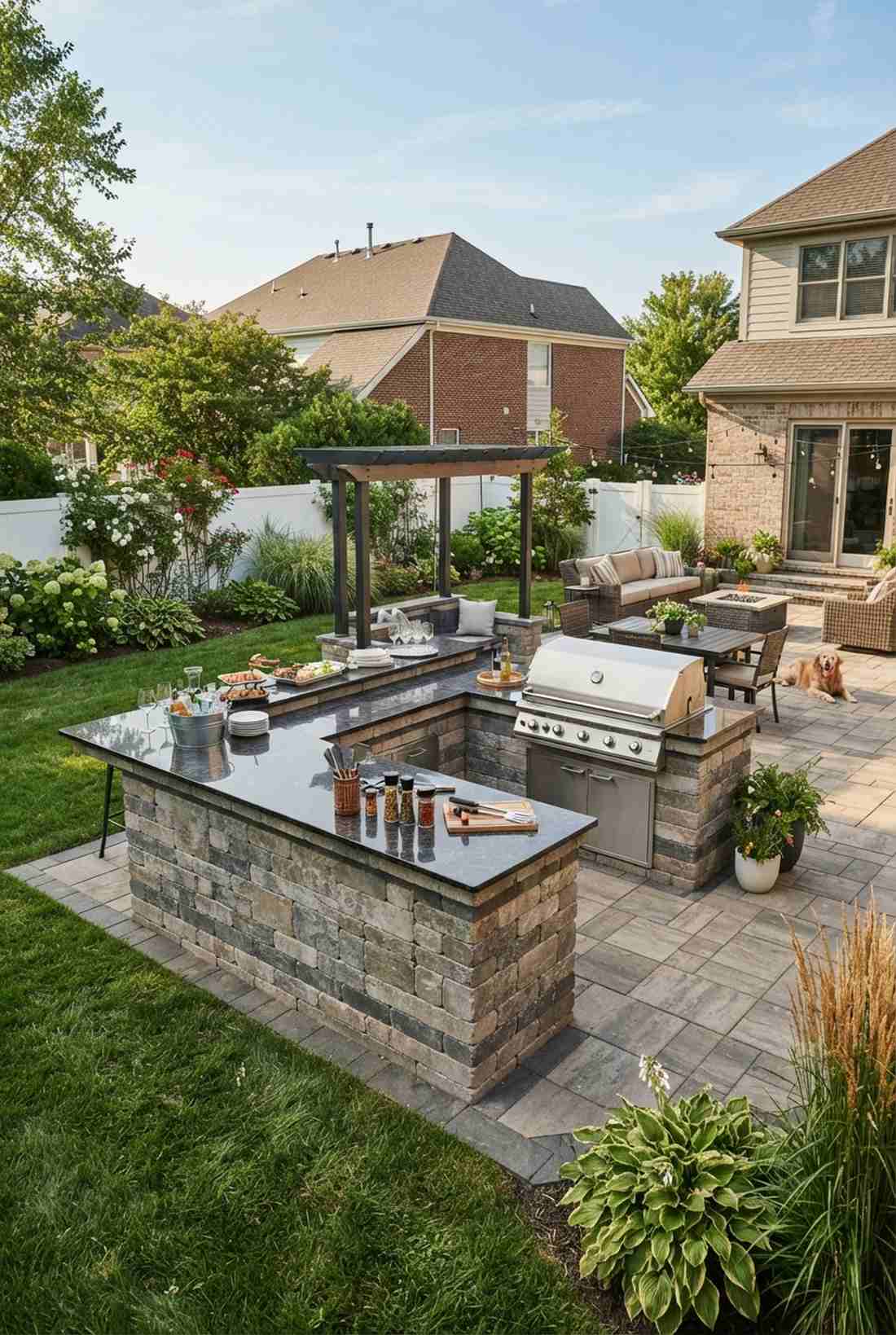 l shaped island outdoor patio grill