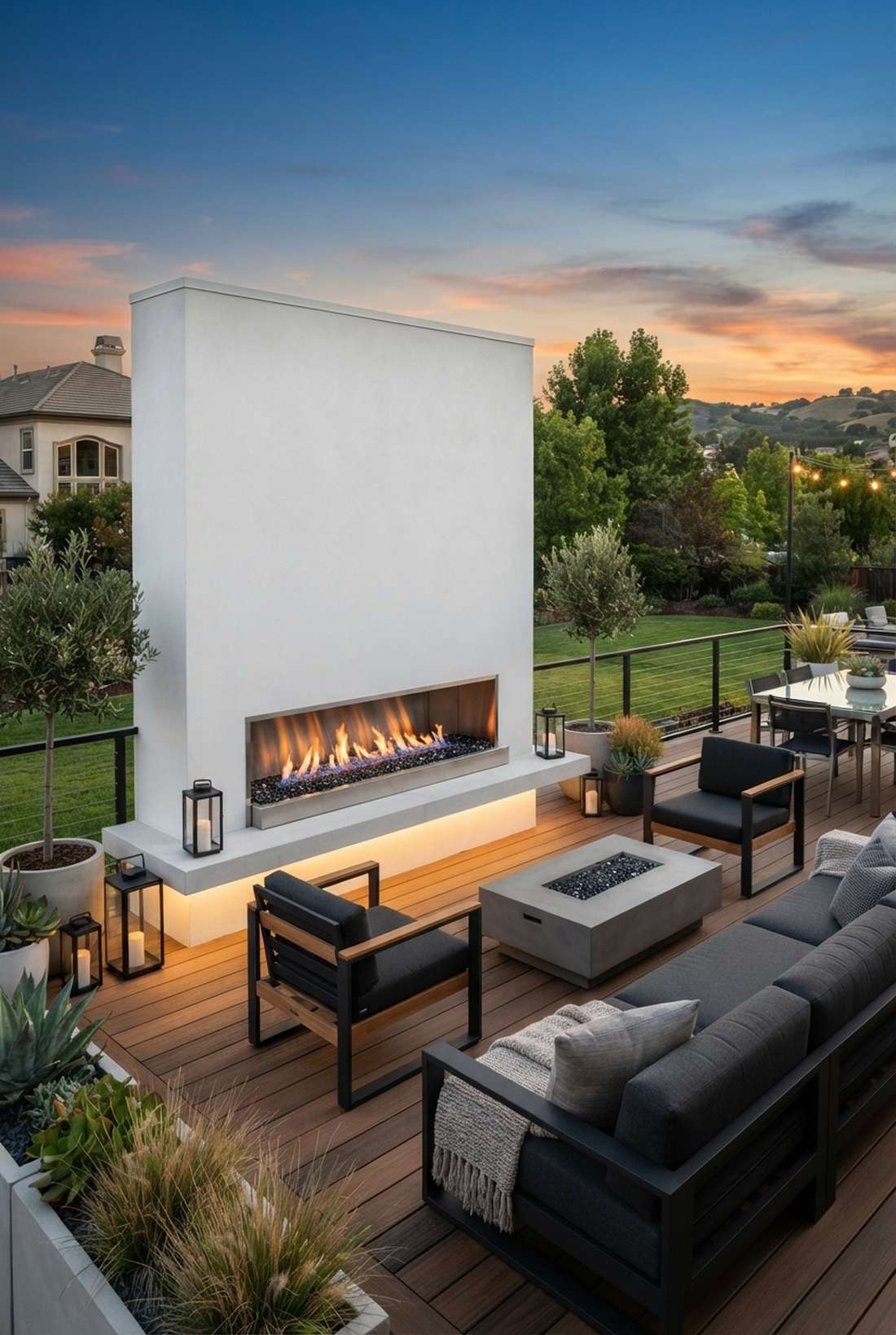 modern linear gas fireplace