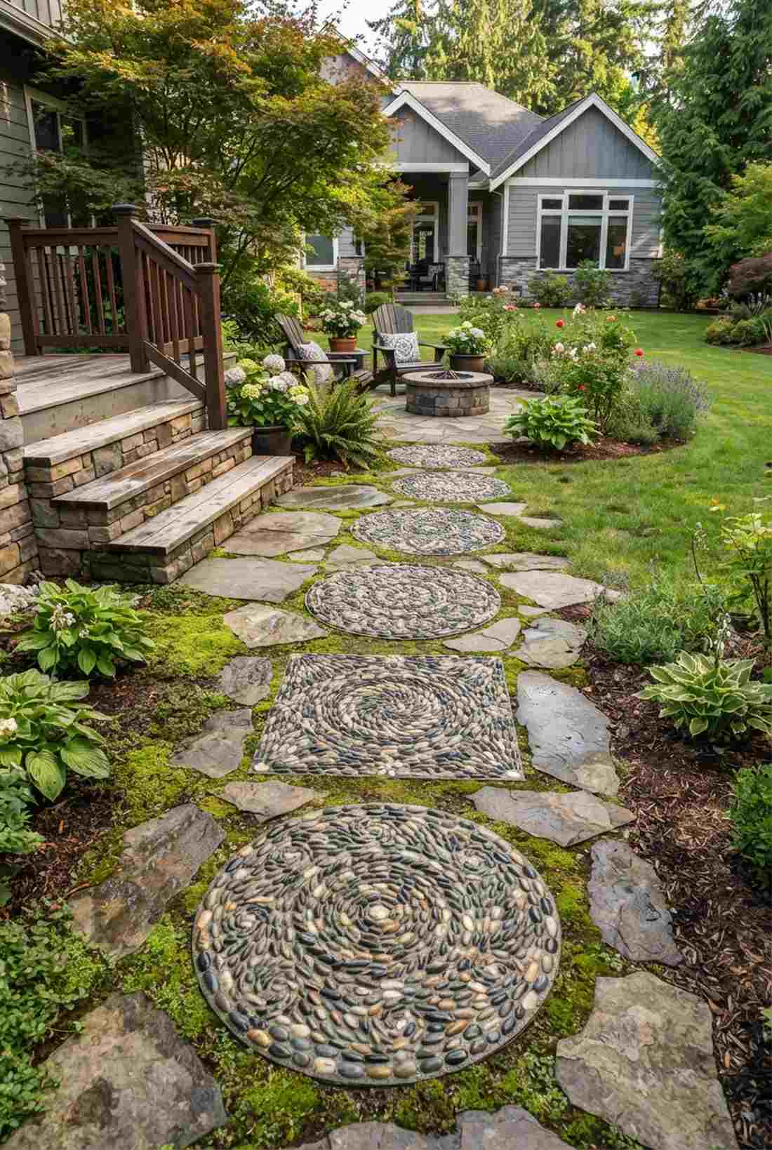 pebble mosaic stepping stones