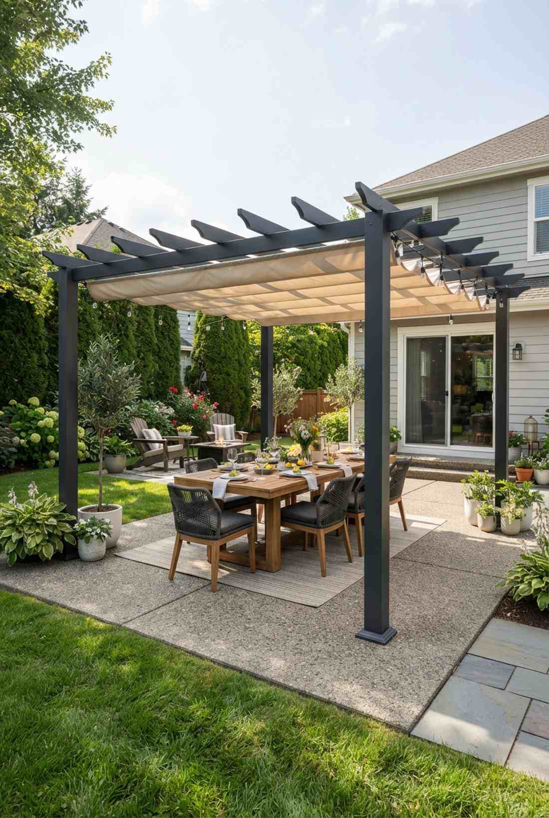 pergola covered dining terraces