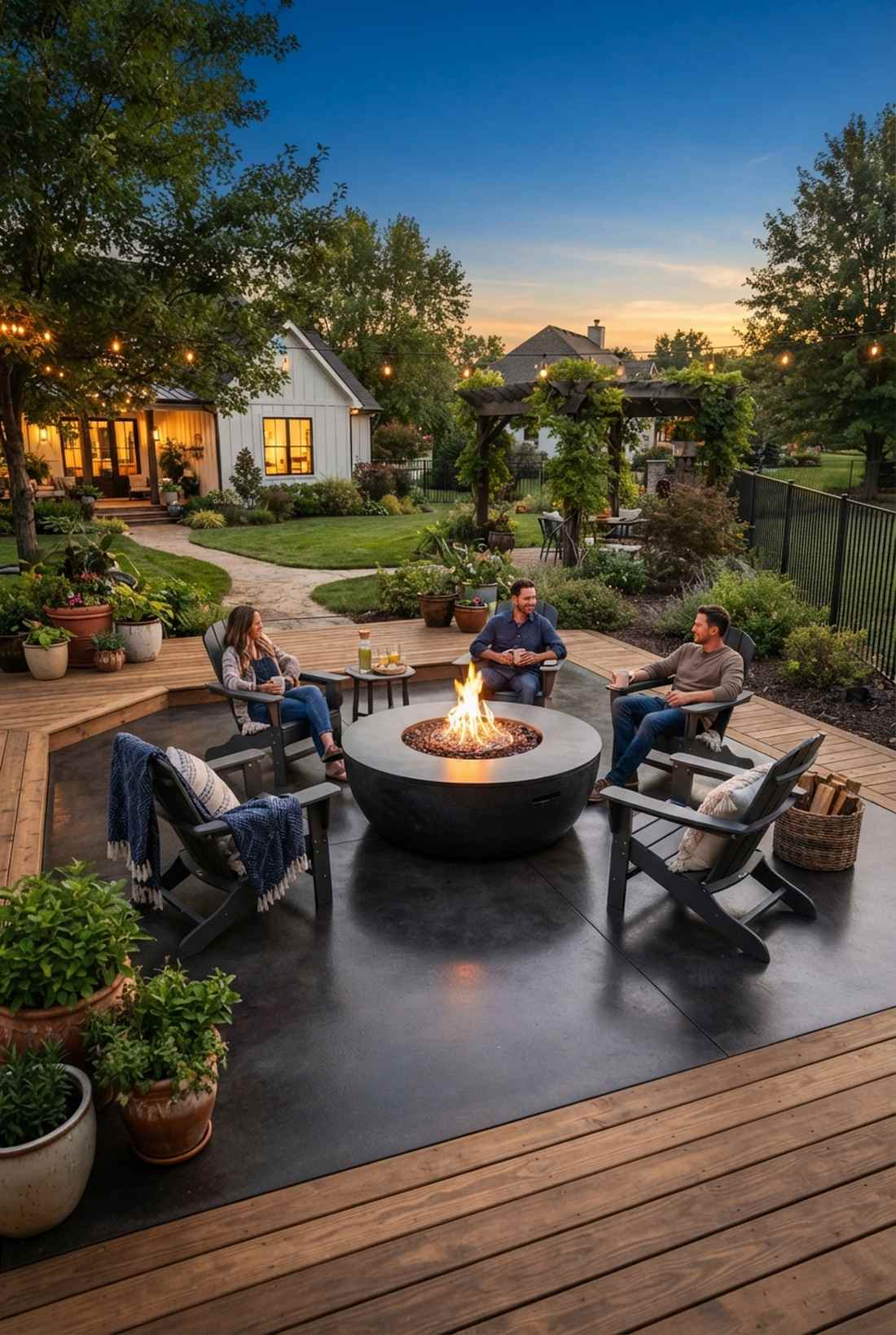 polished concrete pads for fire feature zones
