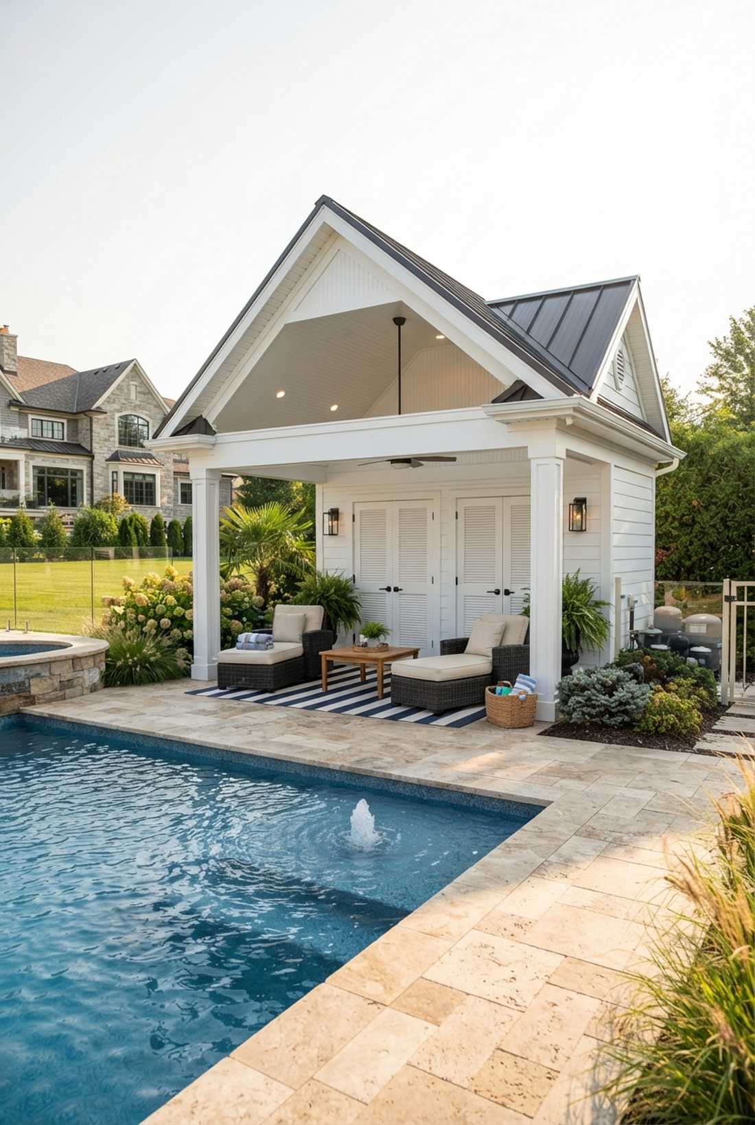 poolside cabana with storage